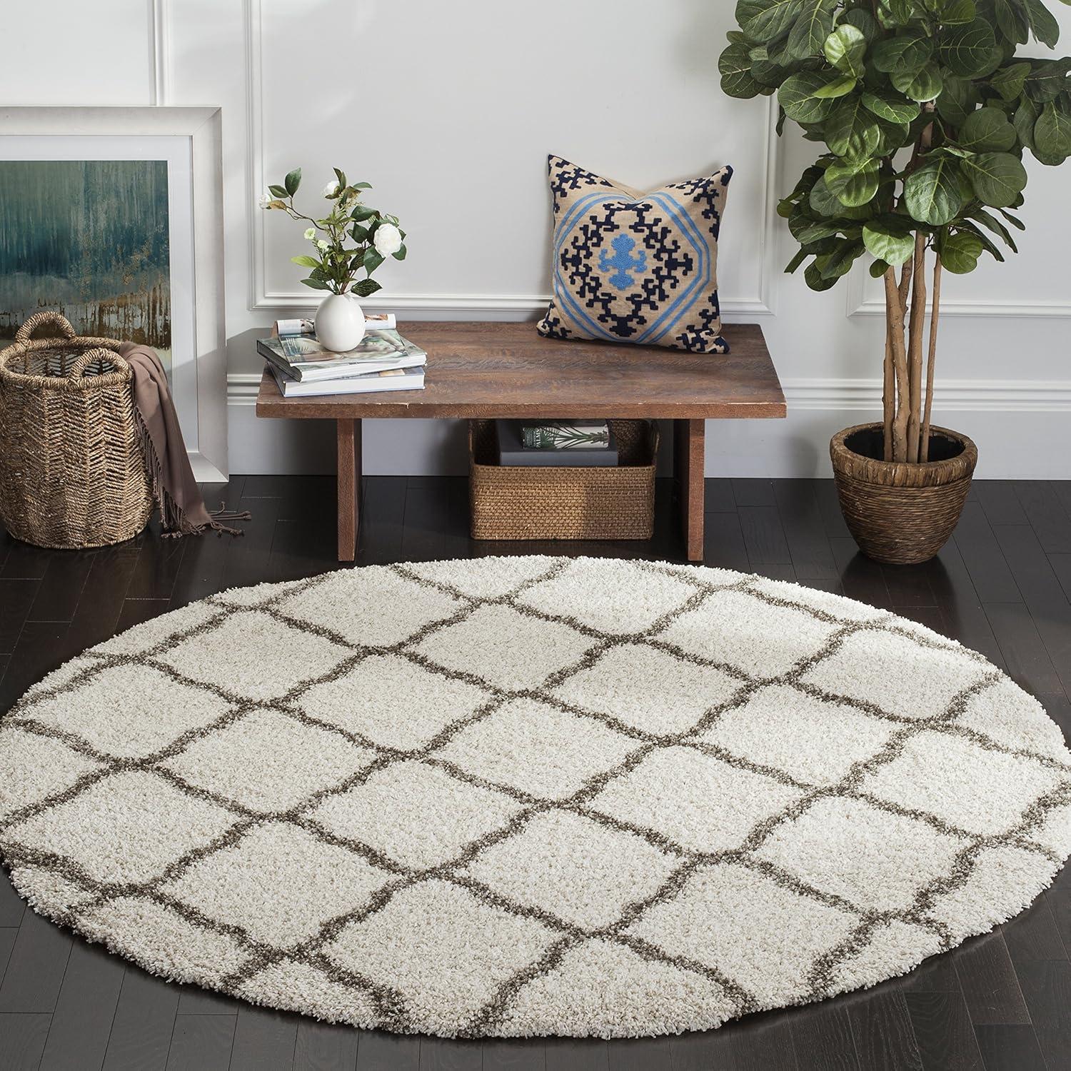 image:imageSAFAVIEH Hudson Shag Collection Area Rug 8 x 10 Slate Blue amp Ivory Moroccan Trellis Design NonShedding amp Easy Care 2inch Thick Ideal for High Traffic Areas in Living Room Bedroom SGH283LIvoryGrey