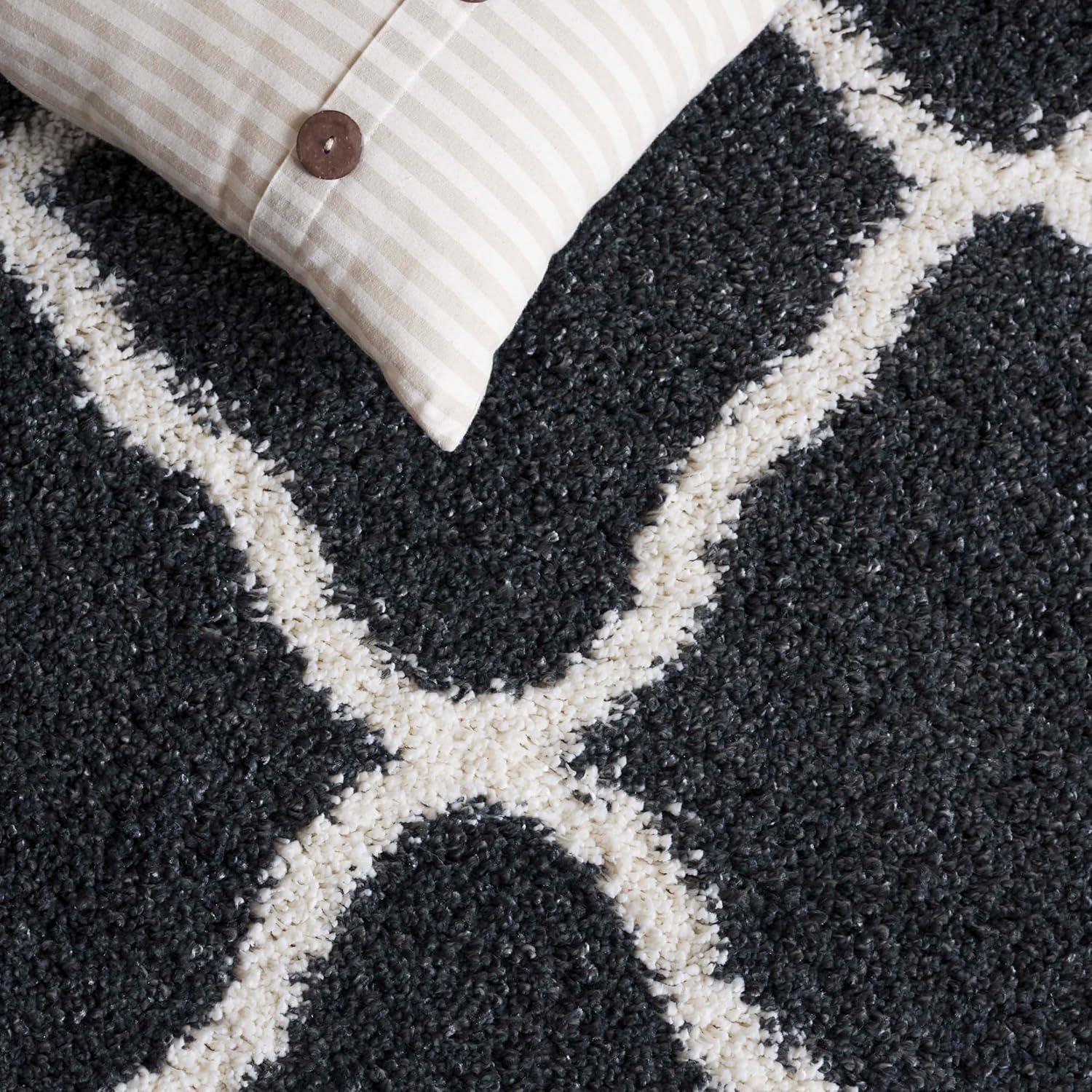 image:imageSAFAVIEH Hudson Shag Collection Area Rug 8 x 10 Slate Blue amp Ivory Moroccan Trellis Design NonShedding amp Easy Care 2inch Thick Ideal for High Traffic Areas in Living Room Bedroom SGH283LDark GreyIvory