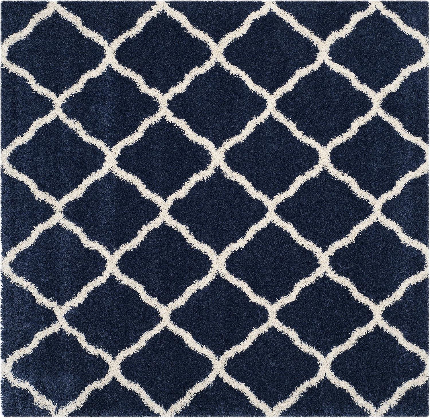 image:imageSAFAVIEH Hudson Shag Collection Area Rug 8 x 10 Slate Blue amp Ivory Moroccan Trellis Design NonShedding amp Easy Care 2inch Thick Ideal for High Traffic Areas in Living Room Bedroom SGH283LNavyIvory