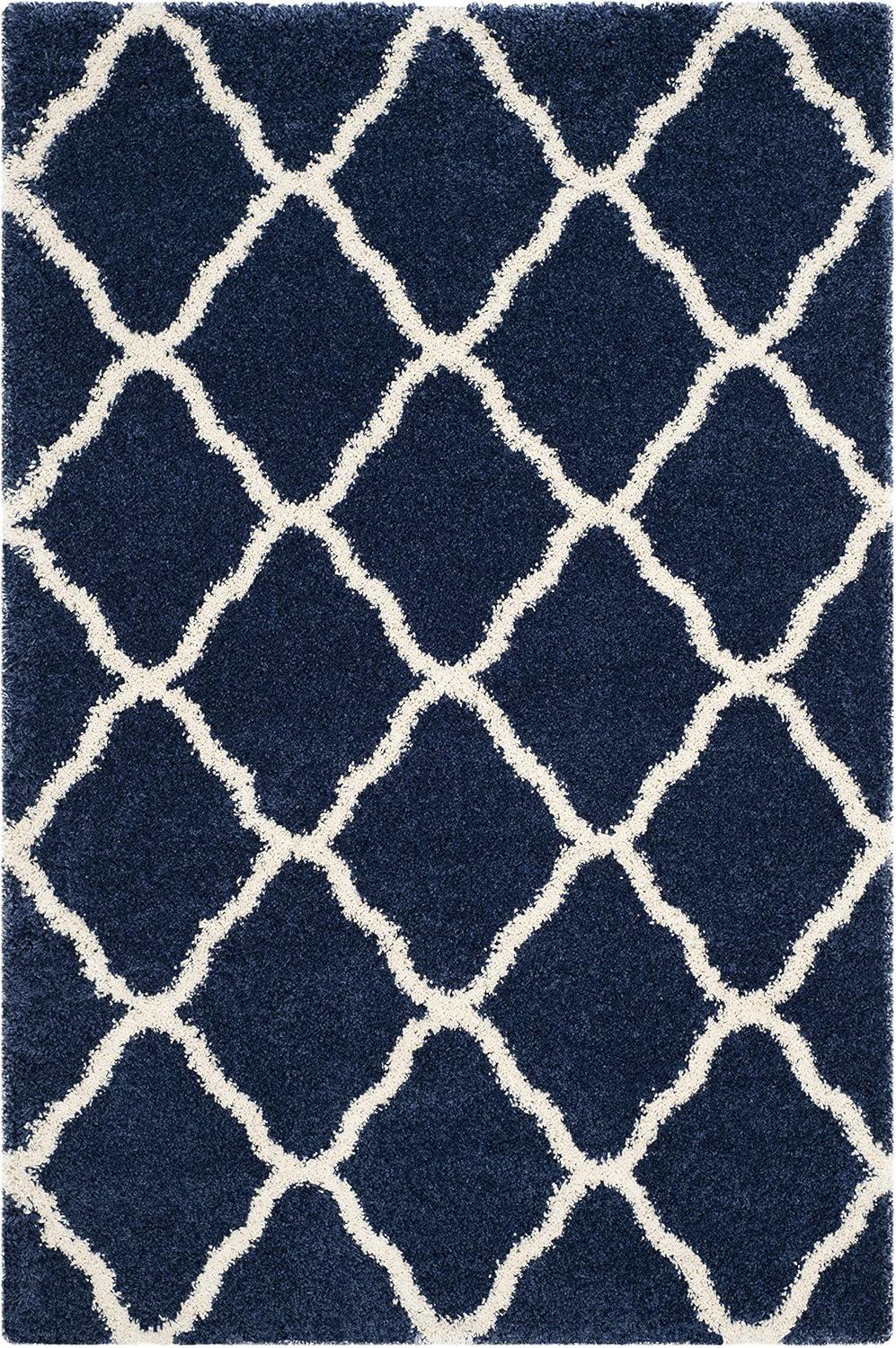 image:imageSAFAVIEH Hudson Shag Collection Area Rug 8 x 10 Slate Blue amp Ivory Moroccan Trellis Design NonShedding amp Easy Care 2inch Thick Ideal for High Traffic Areas in Living Room Bedroom SGH283LNavyIvory
