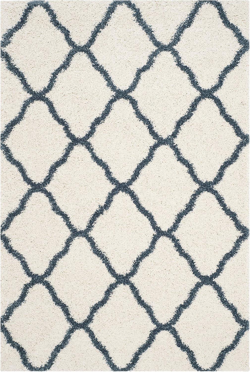 image:imageSAFAVIEH Hudson Shag Collection Area Rug 8 x 10 Slate Blue amp Ivory Moroccan Trellis Design NonShedding amp Easy Care 2inch Thick Ideal for High Traffic Areas in Living Room Bedroom SGH283LIvorySteel Blue