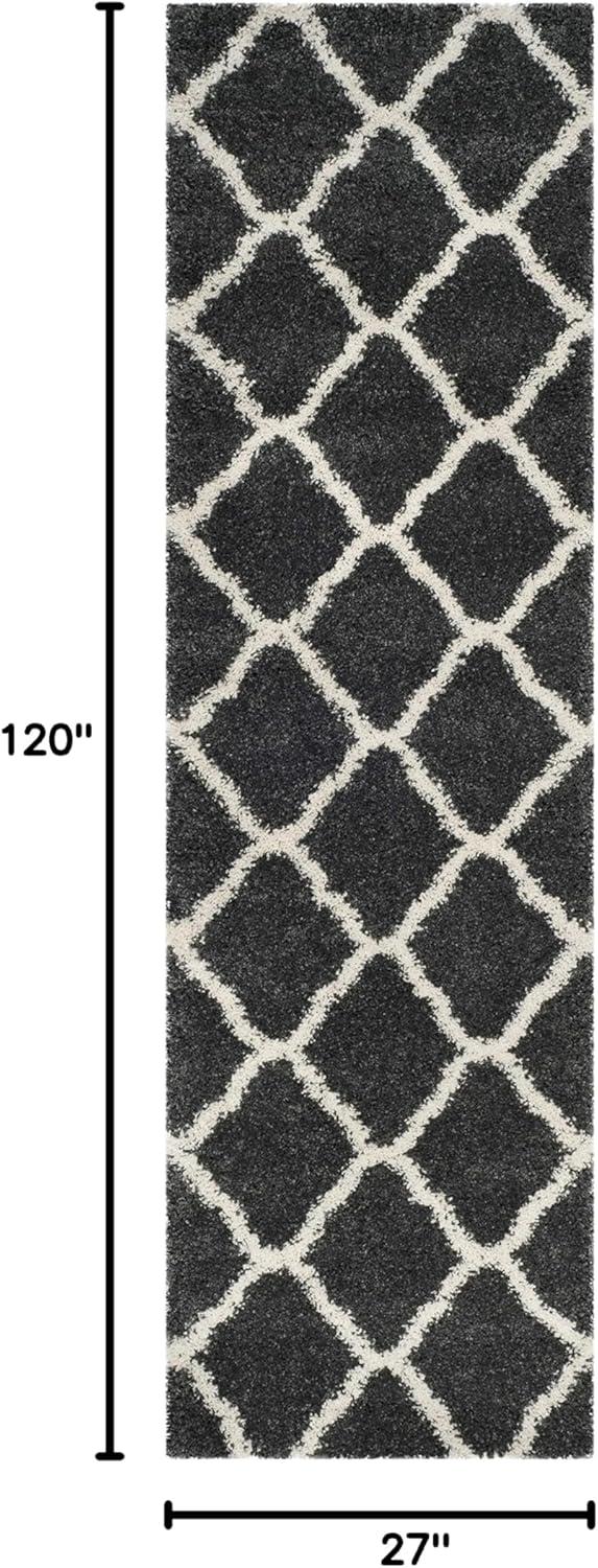 image:imageSAFAVIEH Hudson Shag Collection Area Rug 8 x 10 Slate Blue amp Ivory Moroccan Trellis Design NonShedding amp Easy Care 2inch Thick Ideal for High Traffic Areas in Living Room Bedroom SGH283LDark GreyIvory