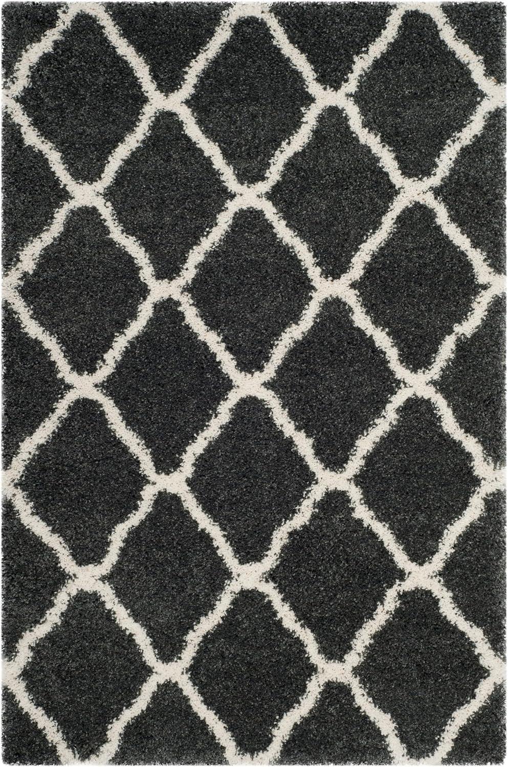 image:imageSAFAVIEH Hudson Shag Collection Area Rug 8 x 10 Slate Blue amp Ivory Moroccan Trellis Design NonShedding amp Easy Care 2inch Thick Ideal for High Traffic Areas in Living Room Bedroom SGH283LDark GreyIvory