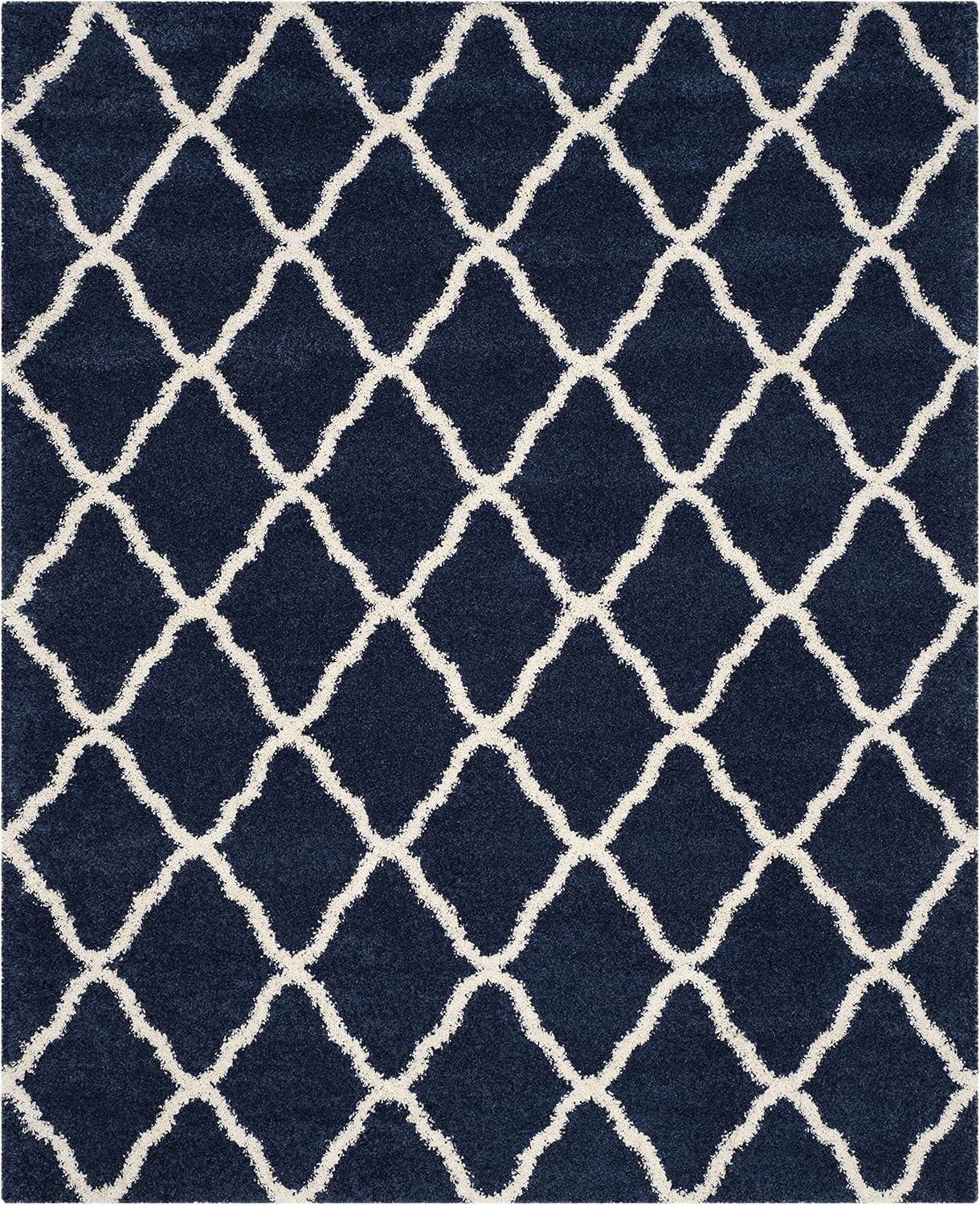 image:imageSAFAVIEH Hudson Shag Collection Area Rug 8 x 10 Slate Blue amp Ivory Moroccan Trellis Design NonShedding amp Easy Care 2inch Thick Ideal for High Traffic Areas in Living Room Bedroom SGH283LNavyIvory