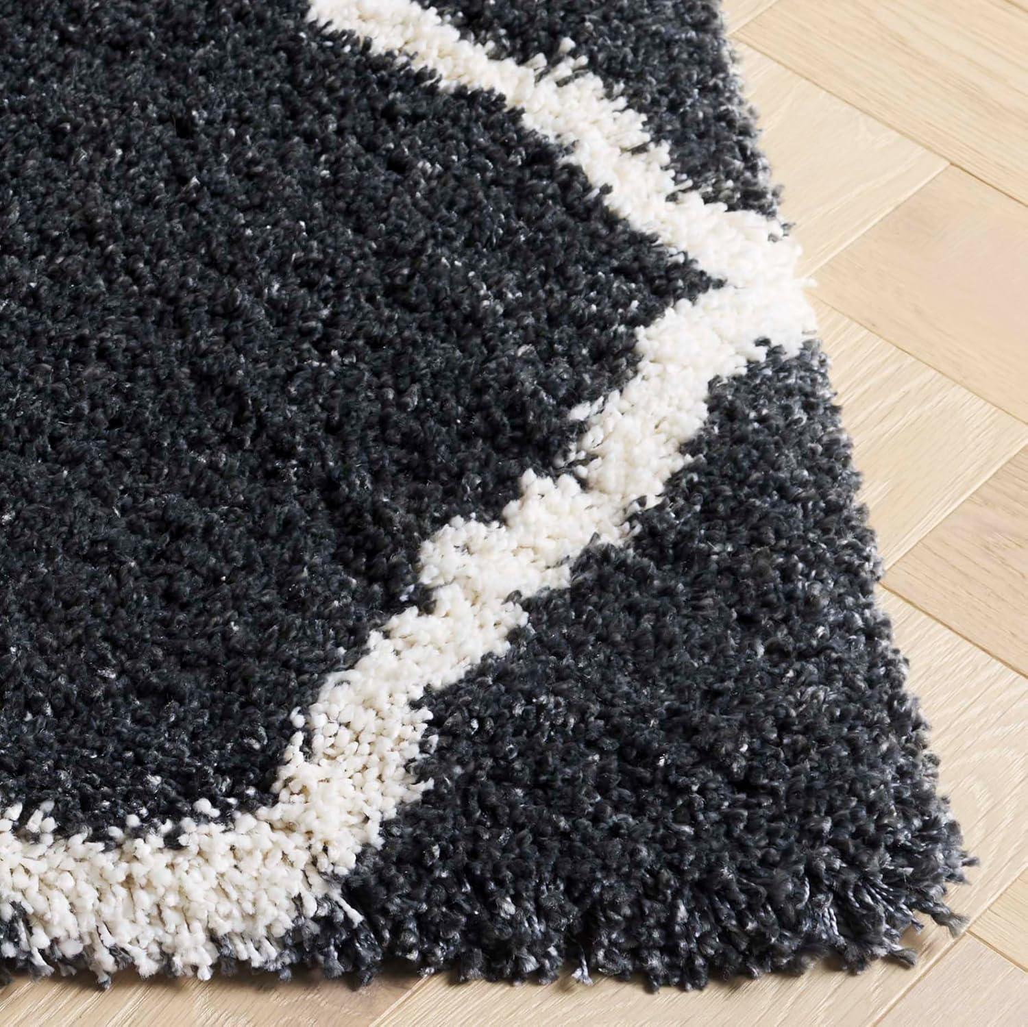 image:imageSAFAVIEH Hudson Shag Collection Area Rug 8 x 10 Slate Blue amp Ivory Moroccan Trellis Design NonShedding amp Easy Care 2inch Thick Ideal for High Traffic Areas in Living Room Bedroom SGH283LDark GreyIvory