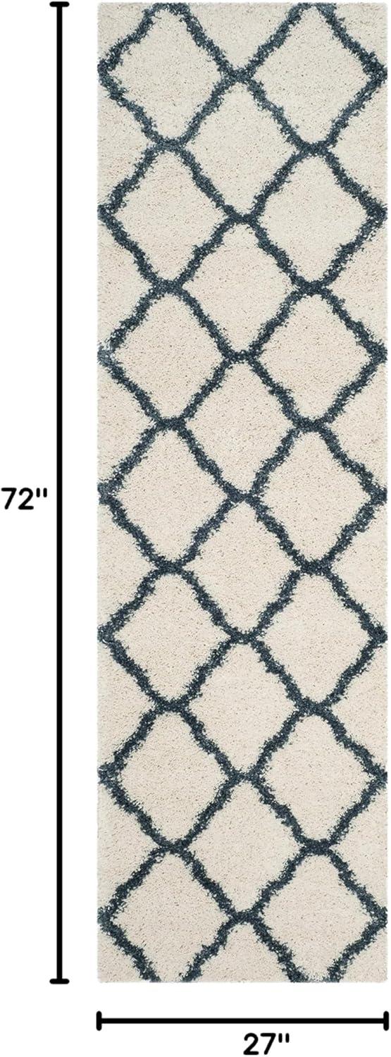 image:imageSAFAVIEH Hudson Shag Collection Area Rug 8 x 10 Slate Blue amp Ivory Moroccan Trellis Design NonShedding amp Easy Care 2inch Thick Ideal for High Traffic Areas in Living Room Bedroom SGH283LIvorySteel Blue