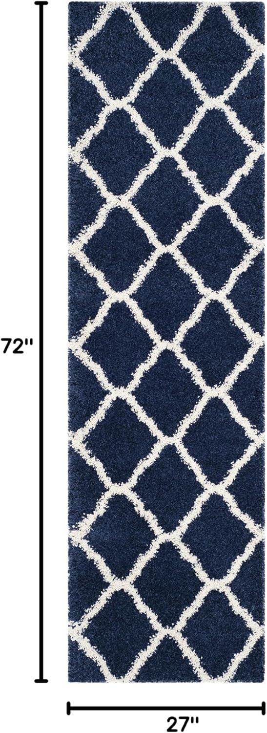 image:imageSAFAVIEH Hudson Shag Collection Area Rug 8 x 10 Slate Blue amp Ivory Moroccan Trellis Design NonShedding amp Easy Care 2inch Thick Ideal for High Traffic Areas in Living Room Bedroom SGH283LNavyIvory