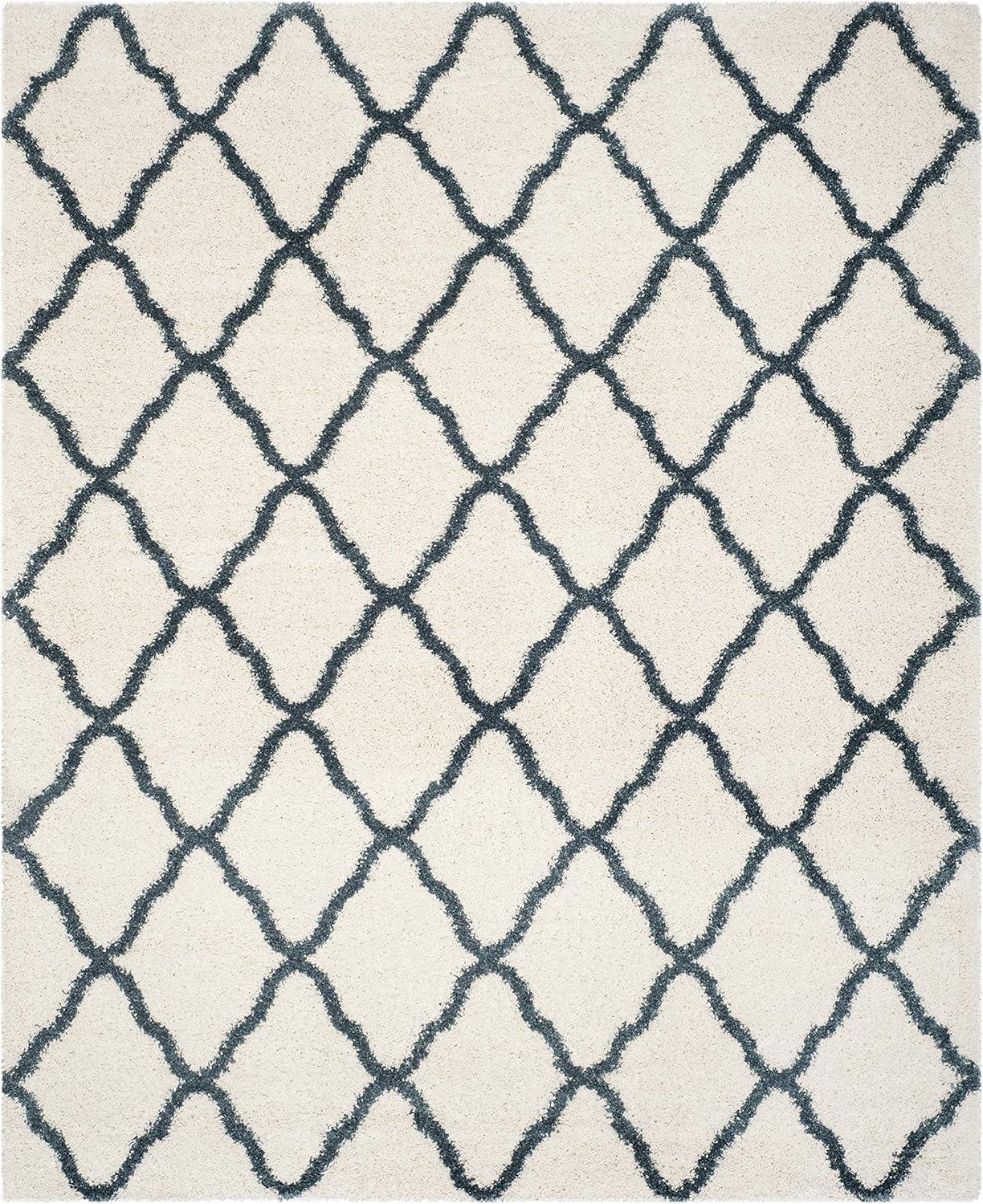 image:imageSAFAVIEH Hudson Shag Collection Area Rug 8 x 10 Slate Blue amp Ivory Moroccan Trellis Design NonShedding amp Easy Care 2inch Thick Ideal for High Traffic Areas in Living Room Bedroom SGH283LIvorySteel Blue