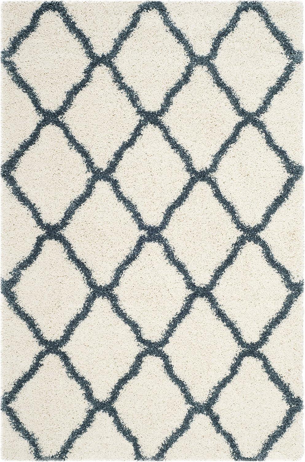 image:imageSAFAVIEH Hudson Shag Collection Area Rug 8 x 10 Slate Blue amp Ivory Moroccan Trellis Design NonShedding amp Easy Care 2inch Thick Ideal for High Traffic Areas in Living Room Bedroom SGH283LIvorySteel Blue