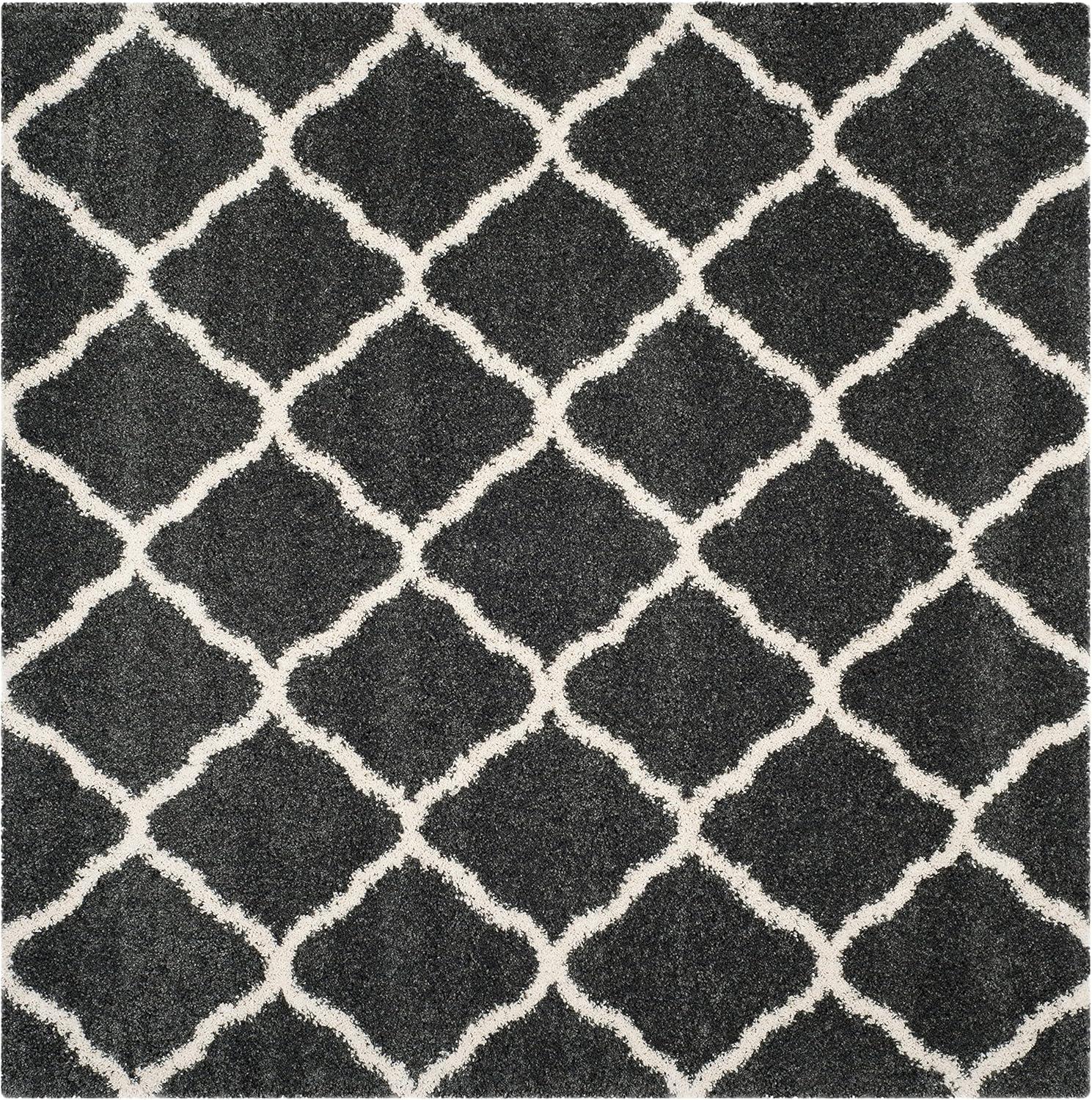 image:imageSAFAVIEH Hudson Shag Collection Area Rug 8 x 10 Slate Blue amp Ivory Moroccan Trellis Design NonShedding amp Easy Care 2inch Thick Ideal for High Traffic Areas in Living Room Bedroom SGH283LDark GreyIvory