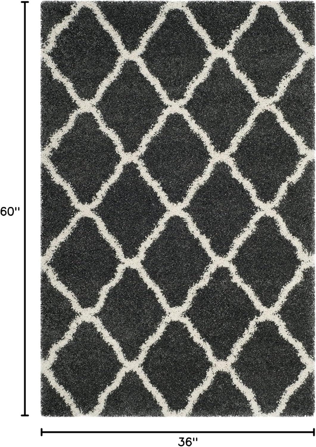 image:imageSAFAVIEH Hudson Shag Collection Area Rug 8 x 10 Slate Blue amp Ivory Moroccan Trellis Design NonShedding amp Easy Care 2inch Thick Ideal for High Traffic Areas in Living Room Bedroom SGH283LDark GreyIvory