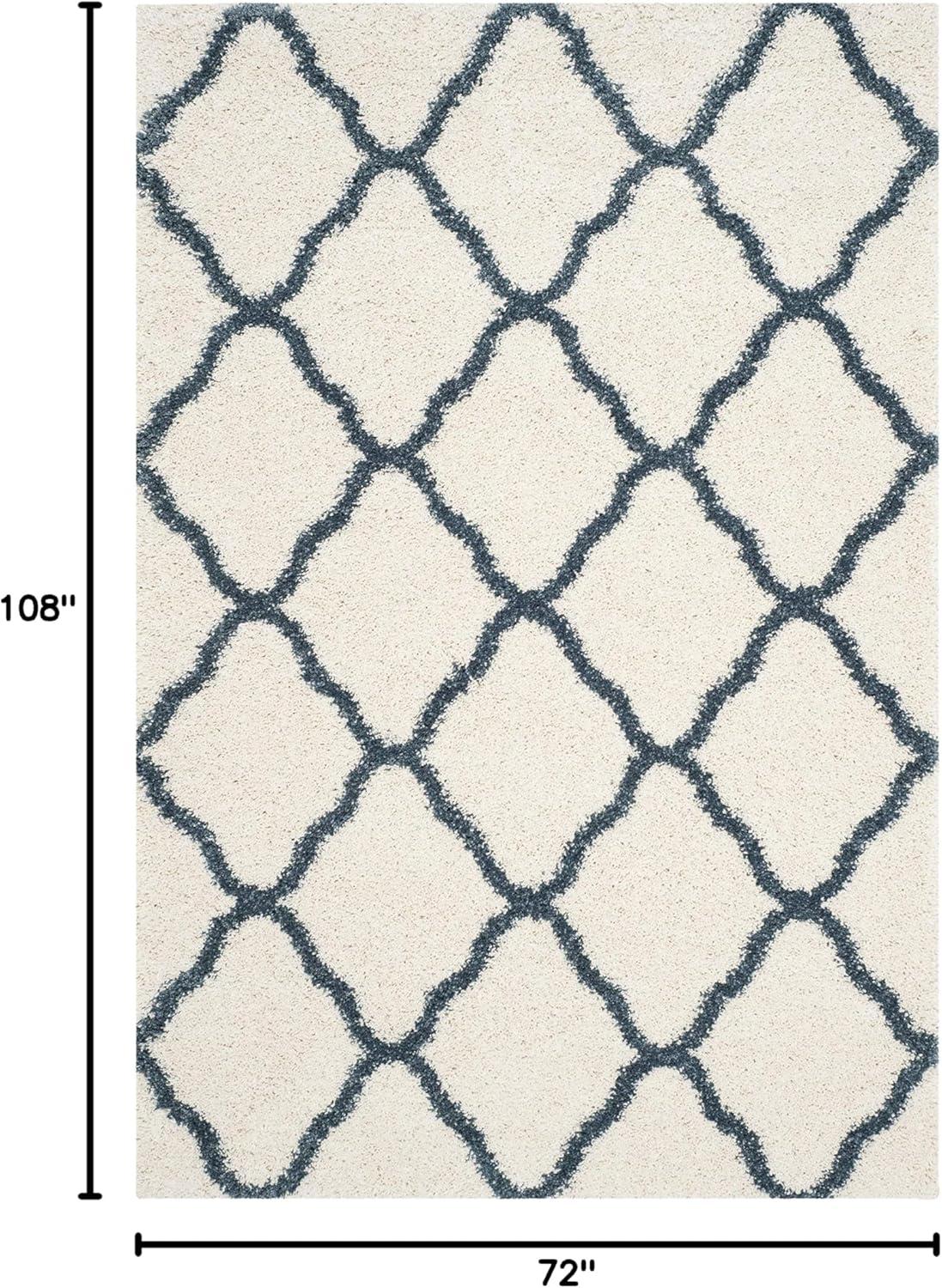image:imageSAFAVIEH Hudson Shag Collection Area Rug 8 x 10 Slate Blue amp Ivory Moroccan Trellis Design NonShedding amp Easy Care 2inch Thick Ideal for High Traffic Areas in Living Room Bedroom SGH283LIvorySteel Blue