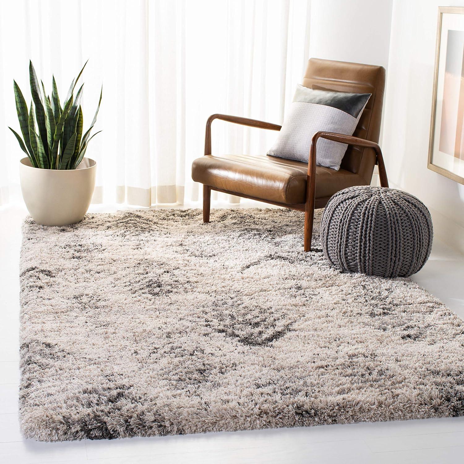 image:imageSAFAVIEH Iceland Shag Collection Accent Rug 4 x 6 Cream amp Grey Modern Design NonShedding amp Easy Care 25inch Thick Ideal for High Traffic Areas in Entryway Living Room Bedroom ISG514ACreamGrey