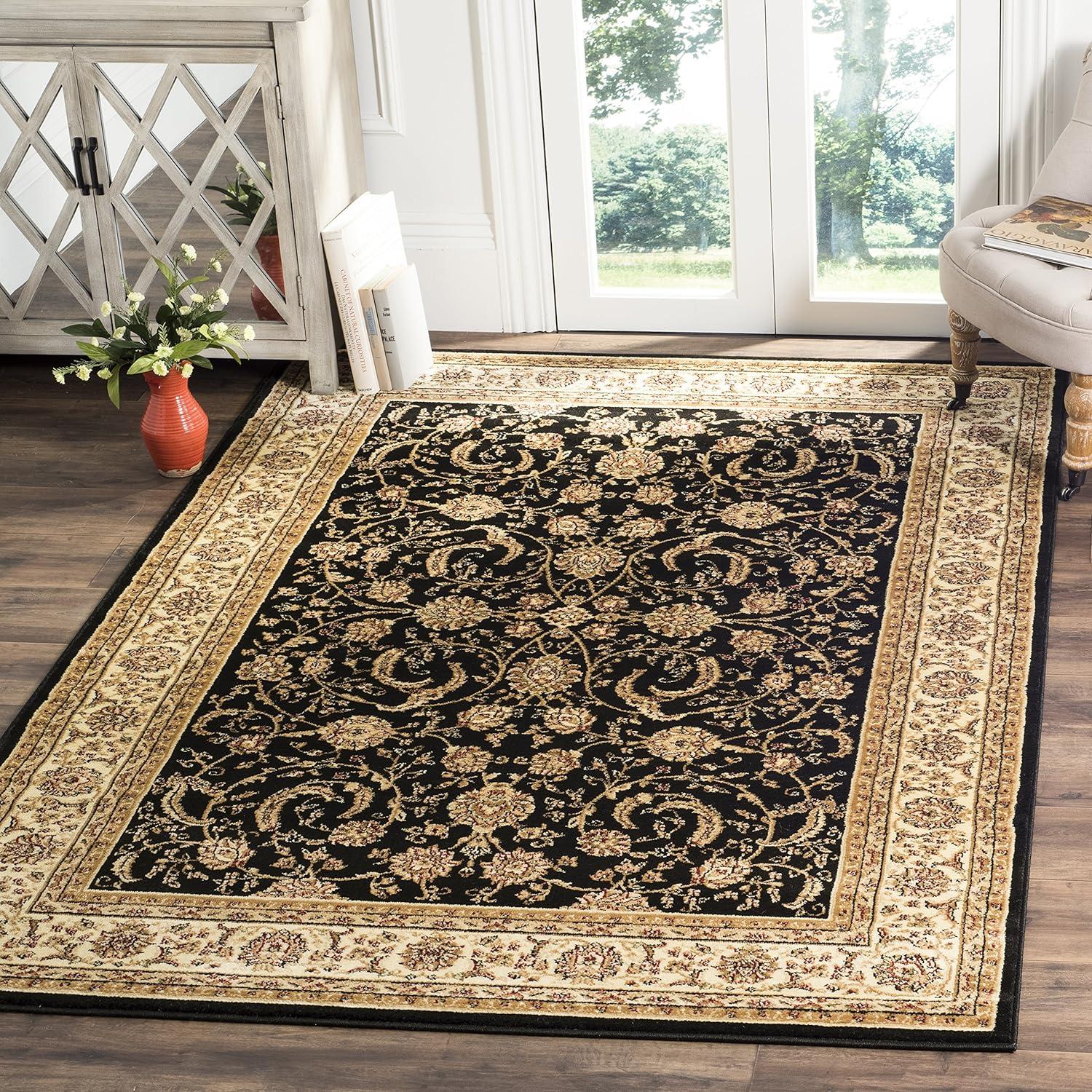 image:imageSAFAVIEH Lyndhurst Collection Area Rug 53 x 76 Sage amp Ivory Traditional Oriental Design NonShedding amp Easy Care Ideal for High Traffic Areas in Living Room Bedroom LNH219BBlackIvory
