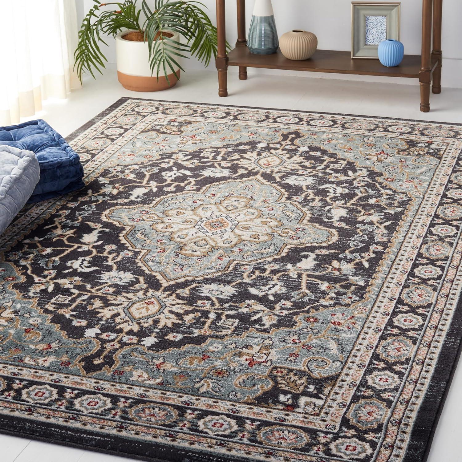 image:imageSAFAVIEH Lyndhurst Collection Area Rug 8 x 10 Cream amp Beige Traditional Oriental Design NonShedding amp Easy Care Ideal for High Traffic Areas in Living Room Bedroom LNH338BAnthraciteTeal