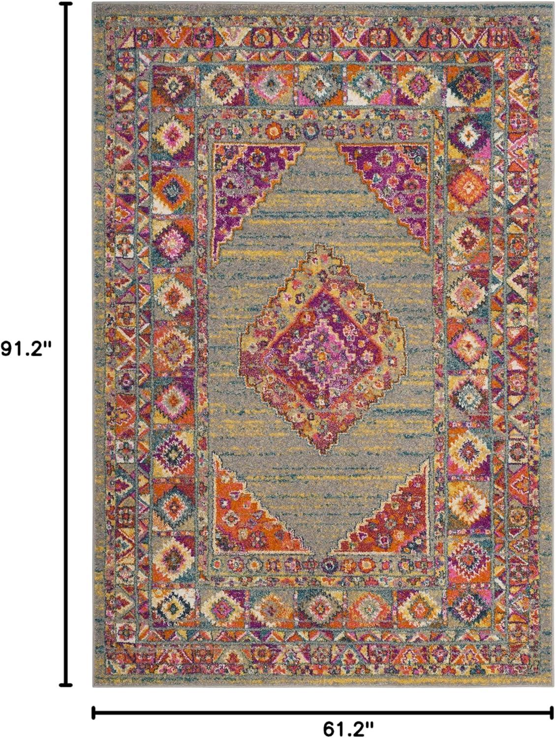 image:imageSAFAVIEH Madison Collection Area Rug 51 x 76 Light Blue amp Orange Boho Chic Medallion Design NonShedding amp Easy Care Ideal for High Traffic Areas in Living Room Bedroom MAD133ALight GreyFuchsia