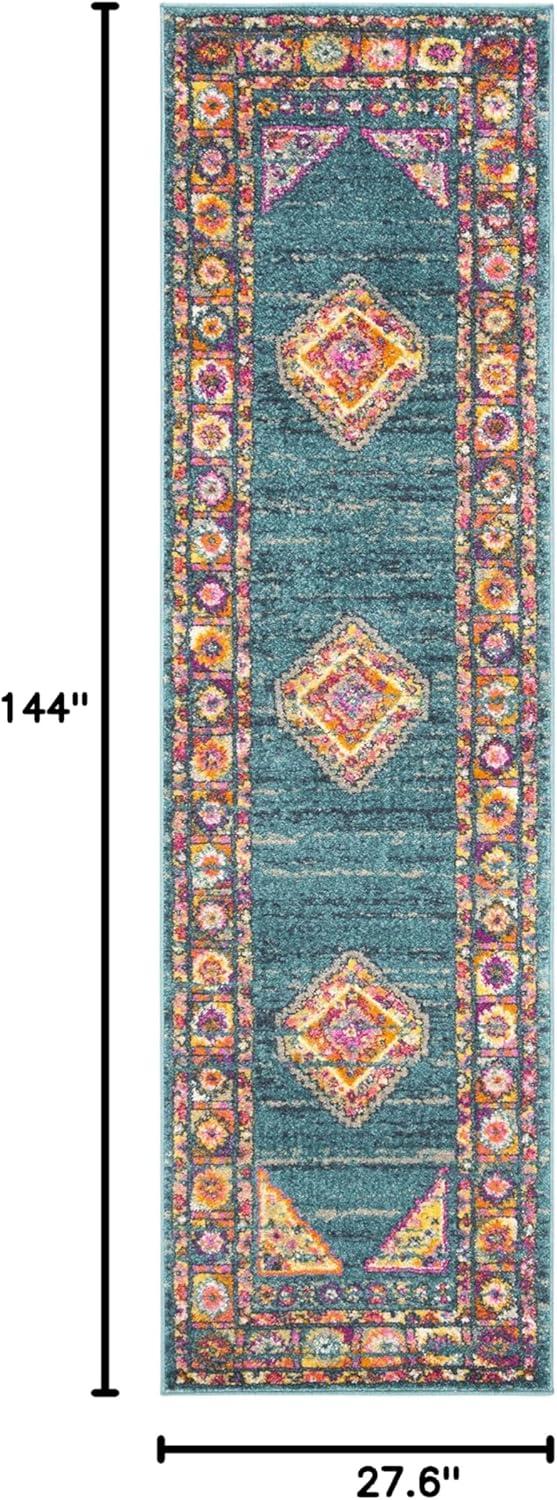 image:imageSAFAVIEH Madison Collection Area Rug 51 x 76 Light Blue amp Orange Boho Chic Medallion Design NonShedding amp Easy Care Ideal for High Traffic Areas in Living Room Bedroom MAD133ALight BlueOrange
