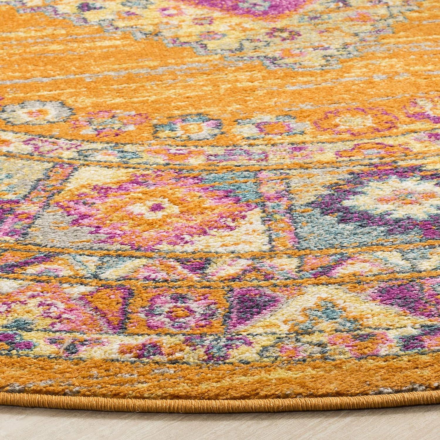 image:imageSAFAVIEH Madison Collection Area Rug 51 x 76 Light Blue amp Orange Boho Chic Medallion Design NonShedding amp Easy Care Ideal for High Traffic Areas in Living Room Bedroom MAD133AOrangeFuchsia