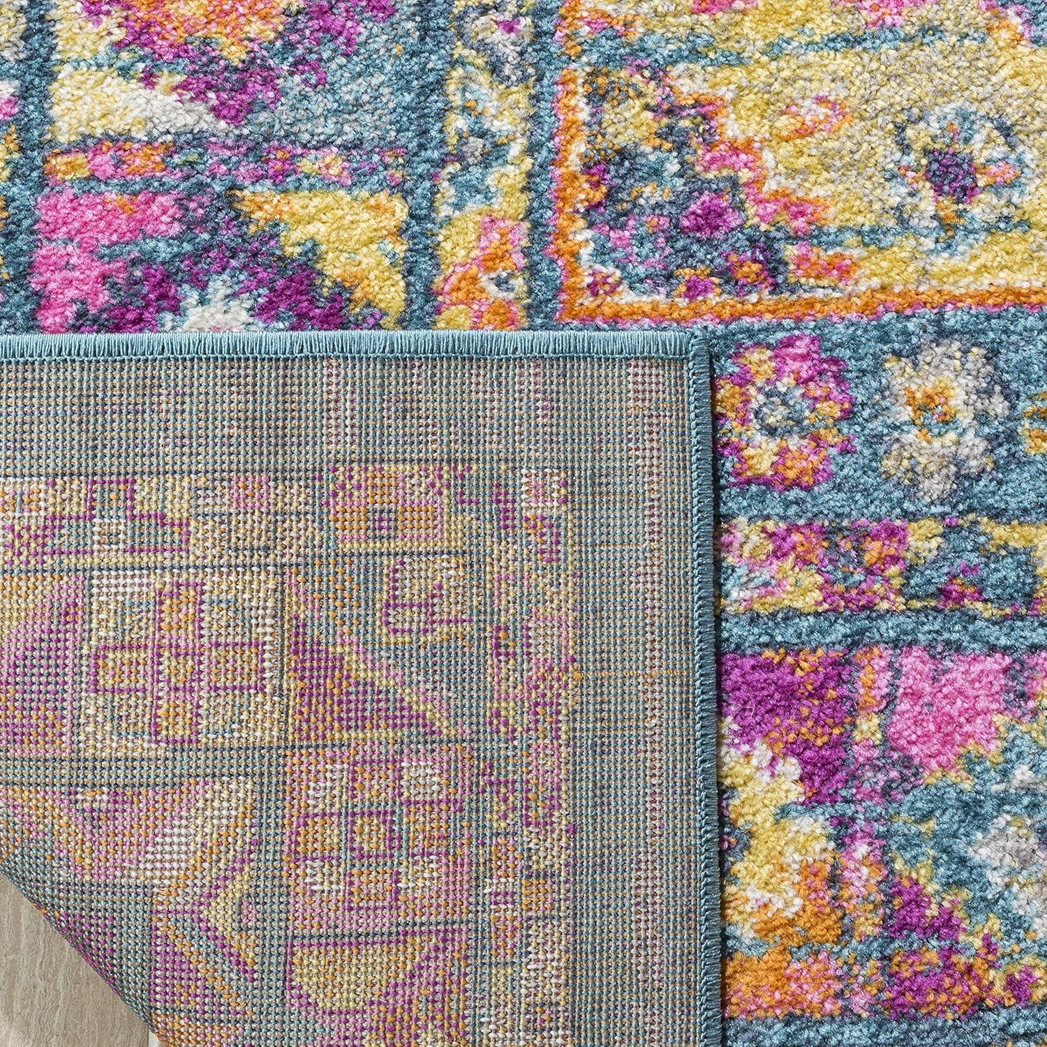 image:imageSAFAVIEH Madison Collection Area Rug 51 x 76 Light Blue amp Orange Boho Chic Medallion Design NonShedding amp Easy Care Ideal for High Traffic Areas in Living Room Bedroom MAD133ALight BlueOrange