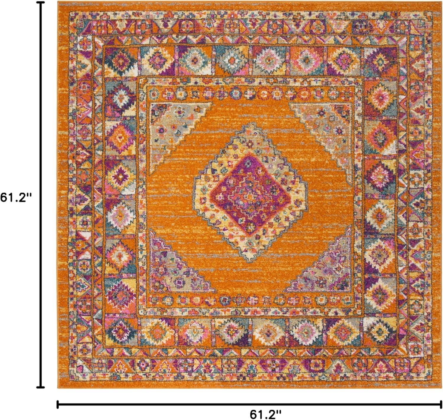 image:imageSAFAVIEH Madison Collection Area Rug 51 x 76 Light Blue amp Orange Boho Chic Medallion Design NonShedding amp Easy Care Ideal for High Traffic Areas in Living Room Bedroom MAD133AOrangeFuchsia