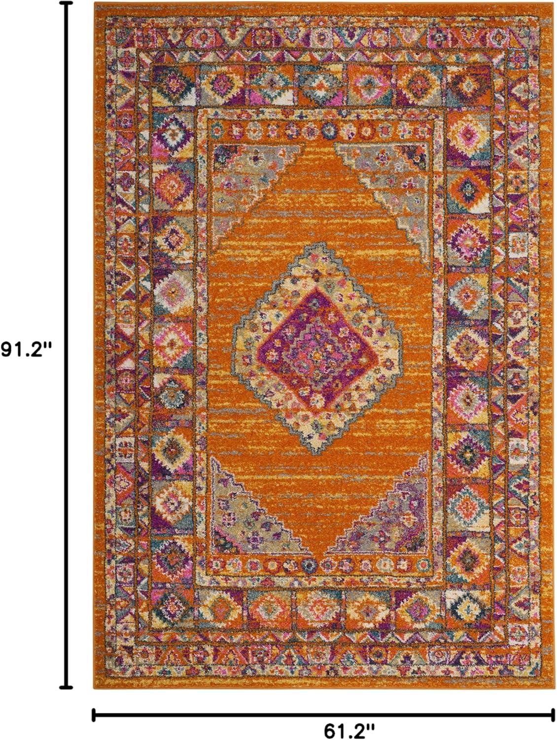 image:imageSAFAVIEH Madison Collection Area Rug 51 x 76 Light Blue amp Orange Boho Chic Medallion Design NonShedding amp Easy Care Ideal for High Traffic Areas in Living Room Bedroom MAD133AOrangeFuchsia