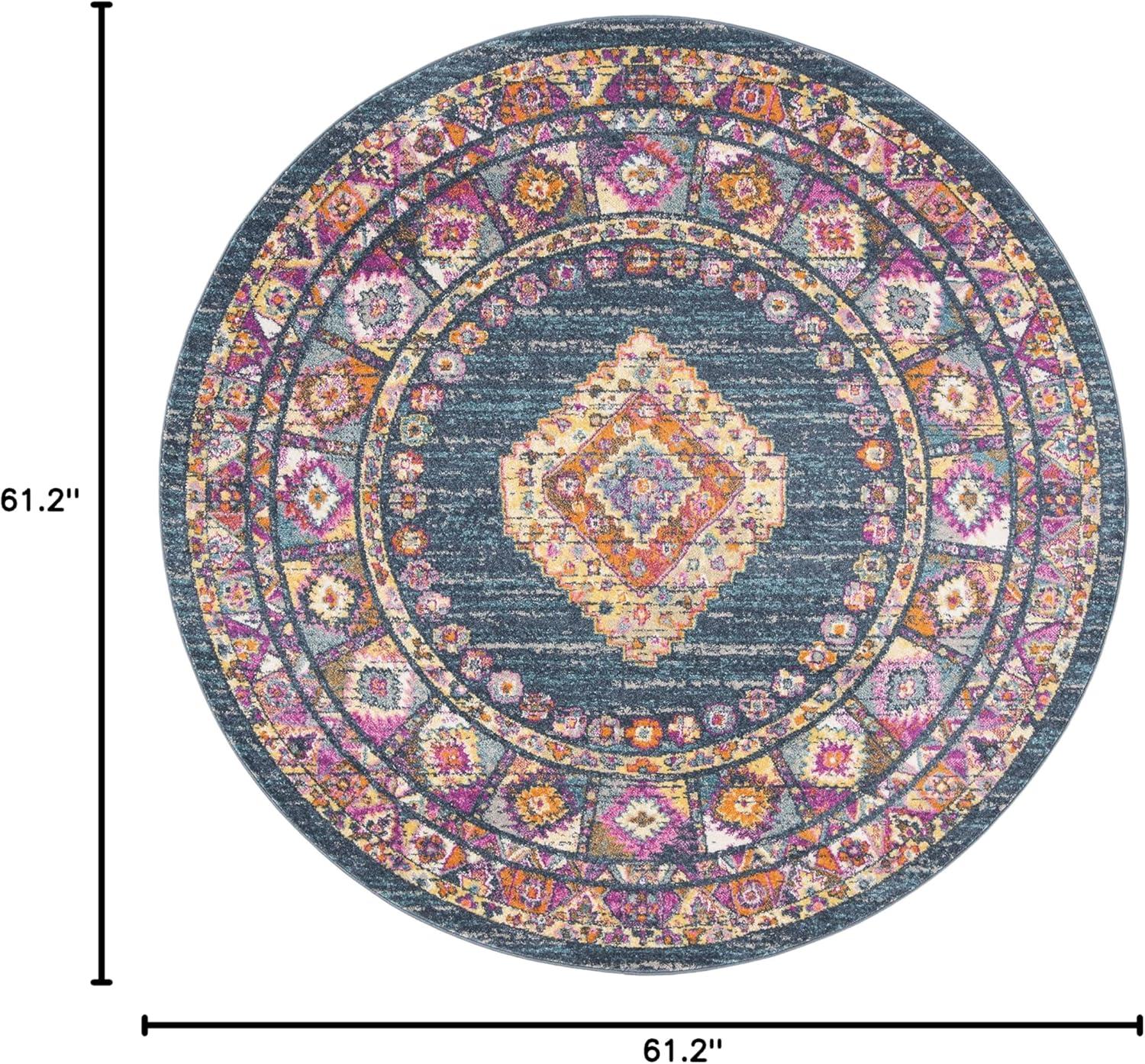 image:imageSAFAVIEH Madison Collection Area Rug 51 x 76 Light Blue amp Orange Boho Chic Medallion Design NonShedding amp Easy Care Ideal for High Traffic Areas in Living Room Bedroom MAD133ABlueFuchsia