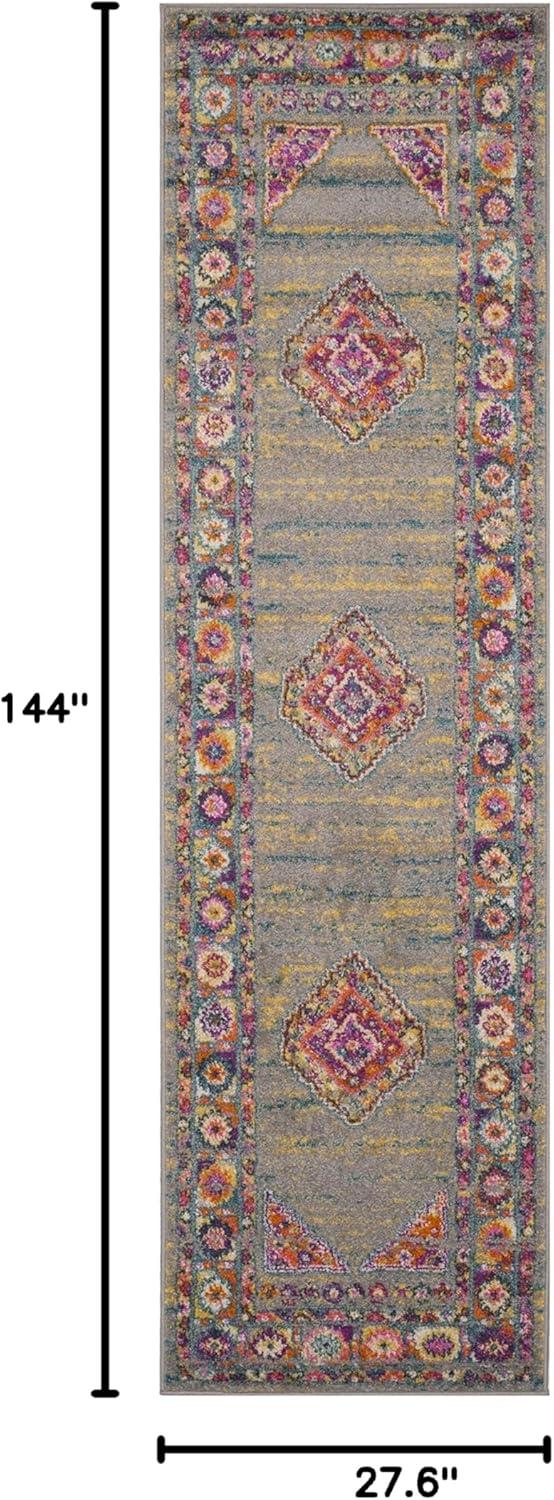 image:imageSAFAVIEH Madison Collection Area Rug 51 x 76 Light Blue amp Orange Boho Chic Medallion Design NonShedding amp Easy Care Ideal for High Traffic Areas in Living Room Bedroom MAD133ALight GreyFuchsia