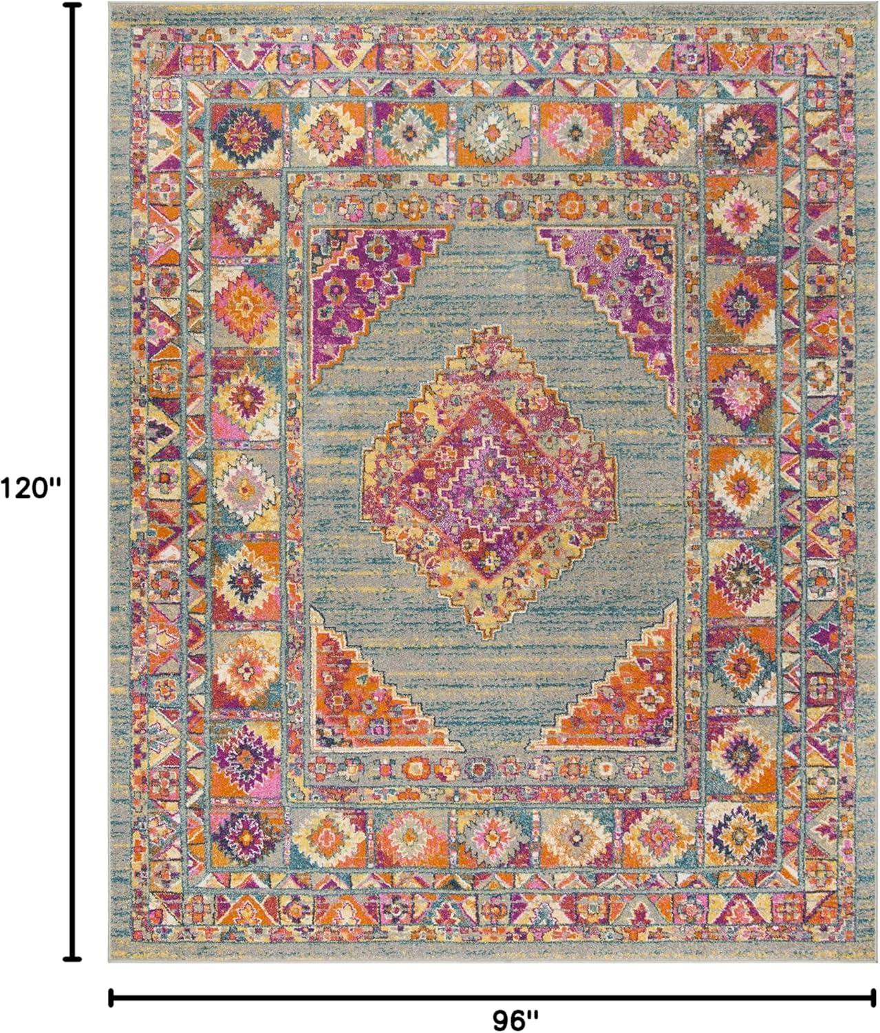 image:imageSAFAVIEH Madison Collection Area Rug 51 x 76 Light Blue amp Orange Boho Chic Medallion Design NonShedding amp Easy Care Ideal for High Traffic Areas in Living Room Bedroom MAD133ALight GreyFuchsia