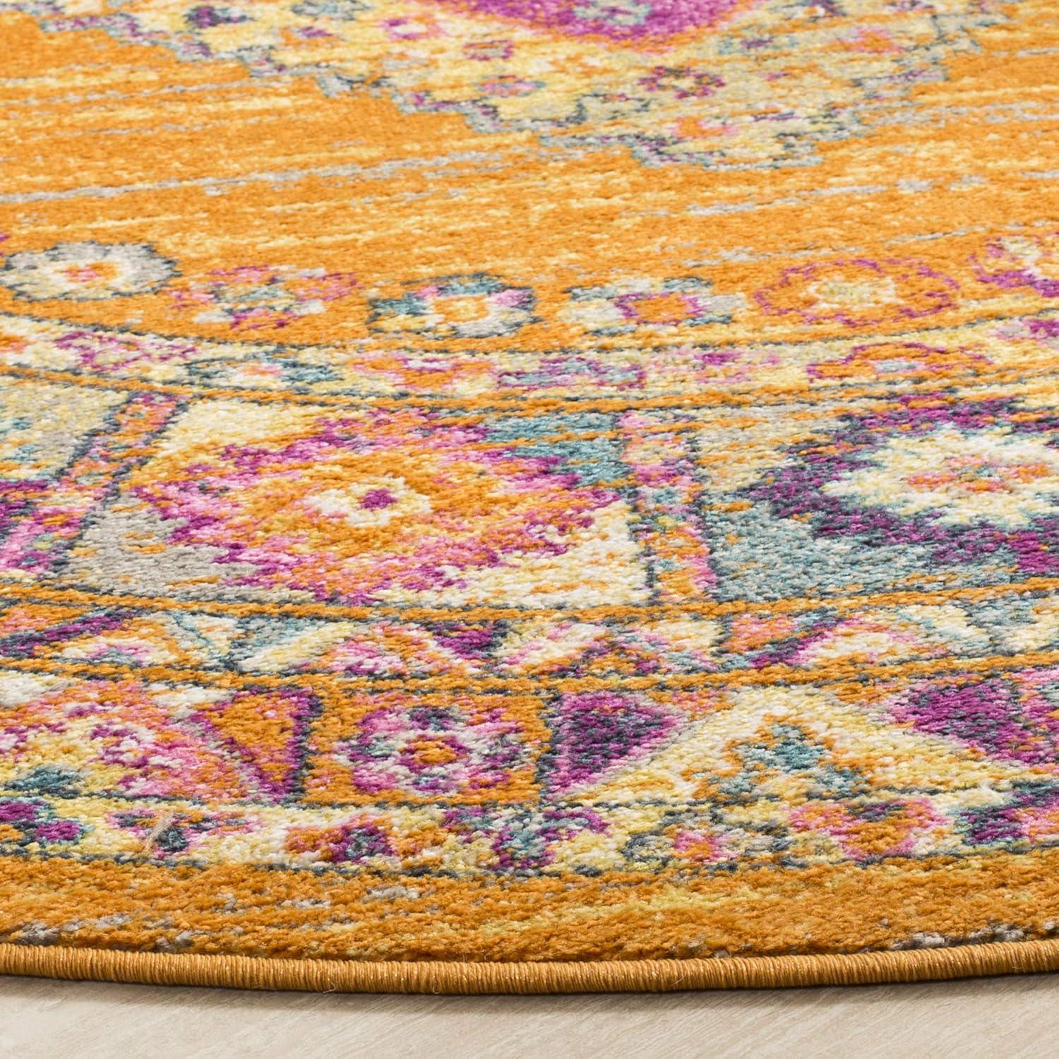 image:imageSAFAVIEH Madison Collection Area Rug 51 x 76 Light Blue amp Orange Boho Chic Medallion Design NonShedding amp Easy Care Ideal for High Traffic Areas in Living Room Bedroom MAD133AOrangeFuchsia