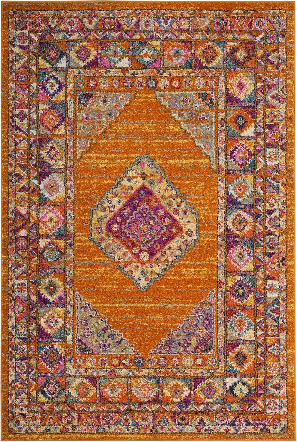 image:imageSAFAVIEH Madison Collection Area Rug 51 x 76 Light Blue amp Orange Boho Chic Medallion Design NonShedding amp Easy Care Ideal for High Traffic Areas in Living Room Bedroom MAD133AOrangeFuchsia