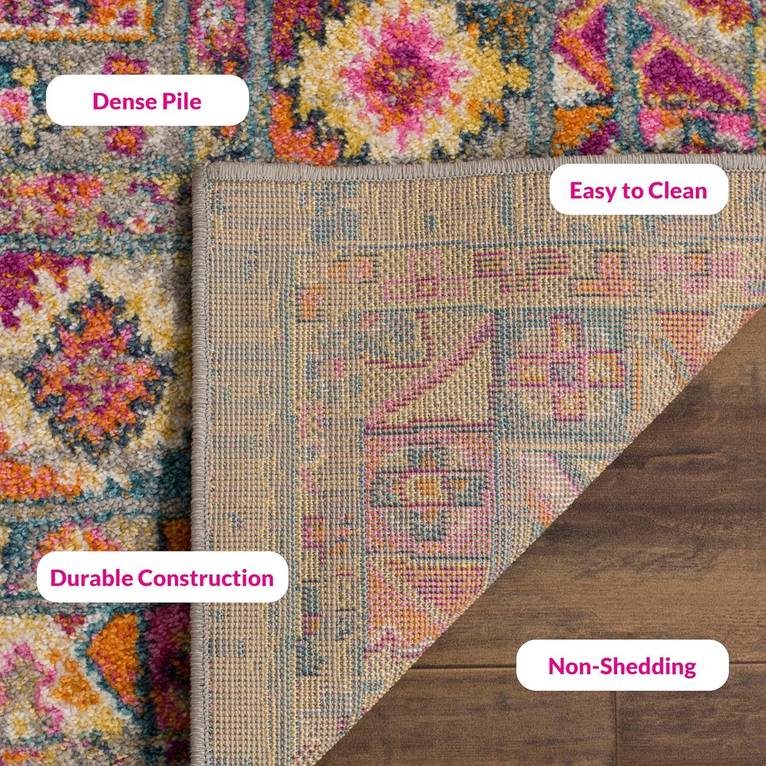 image:imageSAFAVIEH Madison Collection Area Rug 51 x 76 Light Blue amp Orange Boho Chic Medallion Design NonShedding amp Easy Care Ideal for High Traffic Areas in Living Room Bedroom MAD133ALight GreyFuchsia