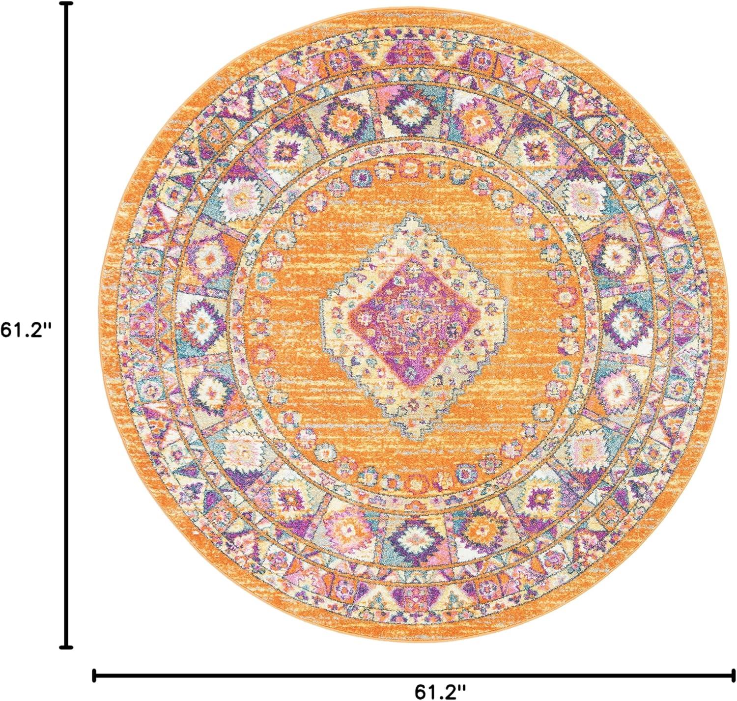 image:imageSAFAVIEH Madison Collection Area Rug 51 x 76 Light Blue amp Orange Boho Chic Medallion Design NonShedding amp Easy Care Ideal for High Traffic Areas in Living Room Bedroom MAD133AOrangeFuchsia