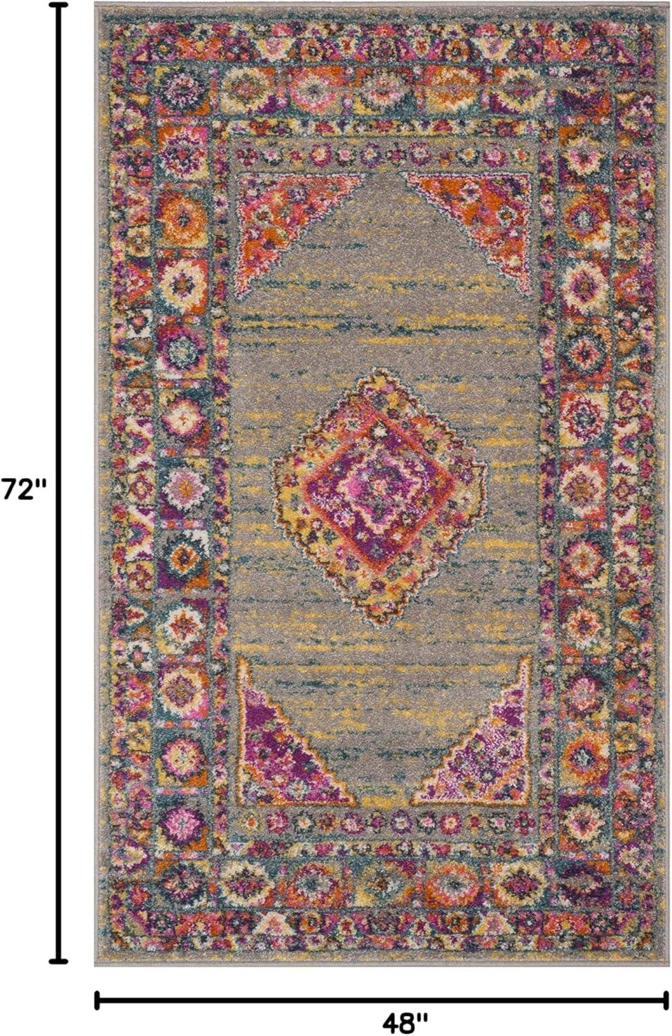 image:imageSAFAVIEH Madison Collection Area Rug 51 x 76 Light Blue amp Orange Boho Chic Medallion Design NonShedding amp Easy Care Ideal for High Traffic Areas in Living Room Bedroom MAD133ALight GreyFuchsia