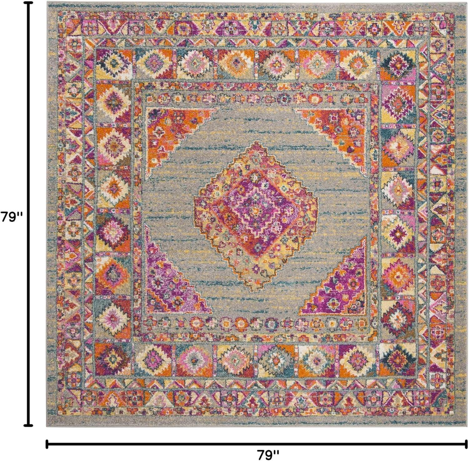 image:imageSAFAVIEH Madison Collection Area Rug 51 x 76 Light Blue amp Orange Boho Chic Medallion Design NonShedding amp Easy Care Ideal for High Traffic Areas in Living Room Bedroom MAD133ALight GreyFuchsia