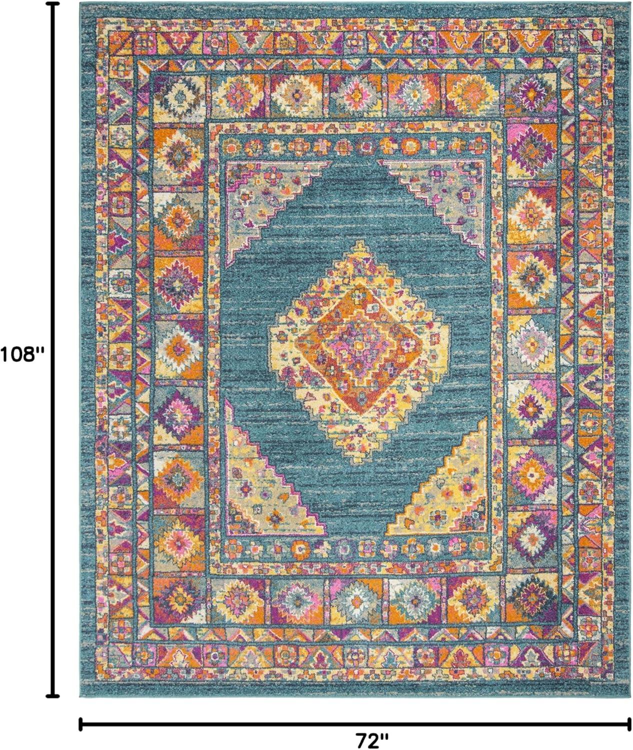 image:imageSAFAVIEH Madison Collection Area Rug 51 x 76 Light Blue amp Orange Boho Chic Medallion Design NonShedding amp Easy Care Ideal for High Traffic Areas in Living Room Bedroom MAD133ALight BlueOrange