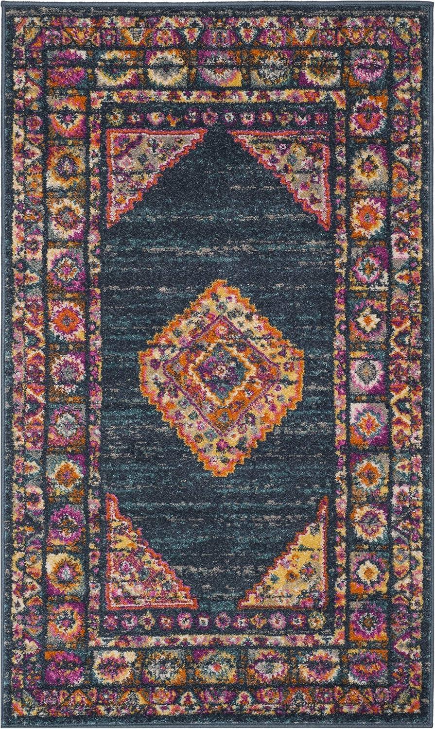 image:imageSAFAVIEH Madison Collection Area Rug 51 x 76 Light Blue amp Orange Boho Chic Medallion Design NonShedding amp Easy Care Ideal for High Traffic Areas in Living Room Bedroom MAD133ABlueFuchsia