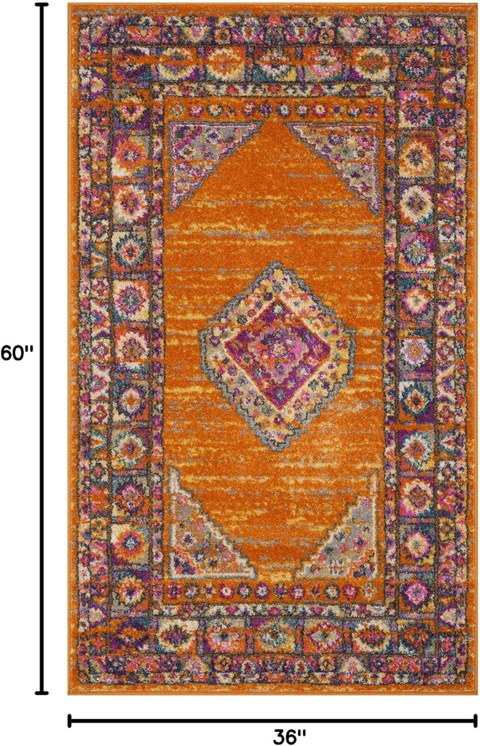 image:imageSAFAVIEH Madison Collection Area Rug 51 x 76 Light Blue amp Orange Boho Chic Medallion Design NonShedding amp Easy Care Ideal for High Traffic Areas in Living Room Bedroom MAD133AOrangeFuchsia