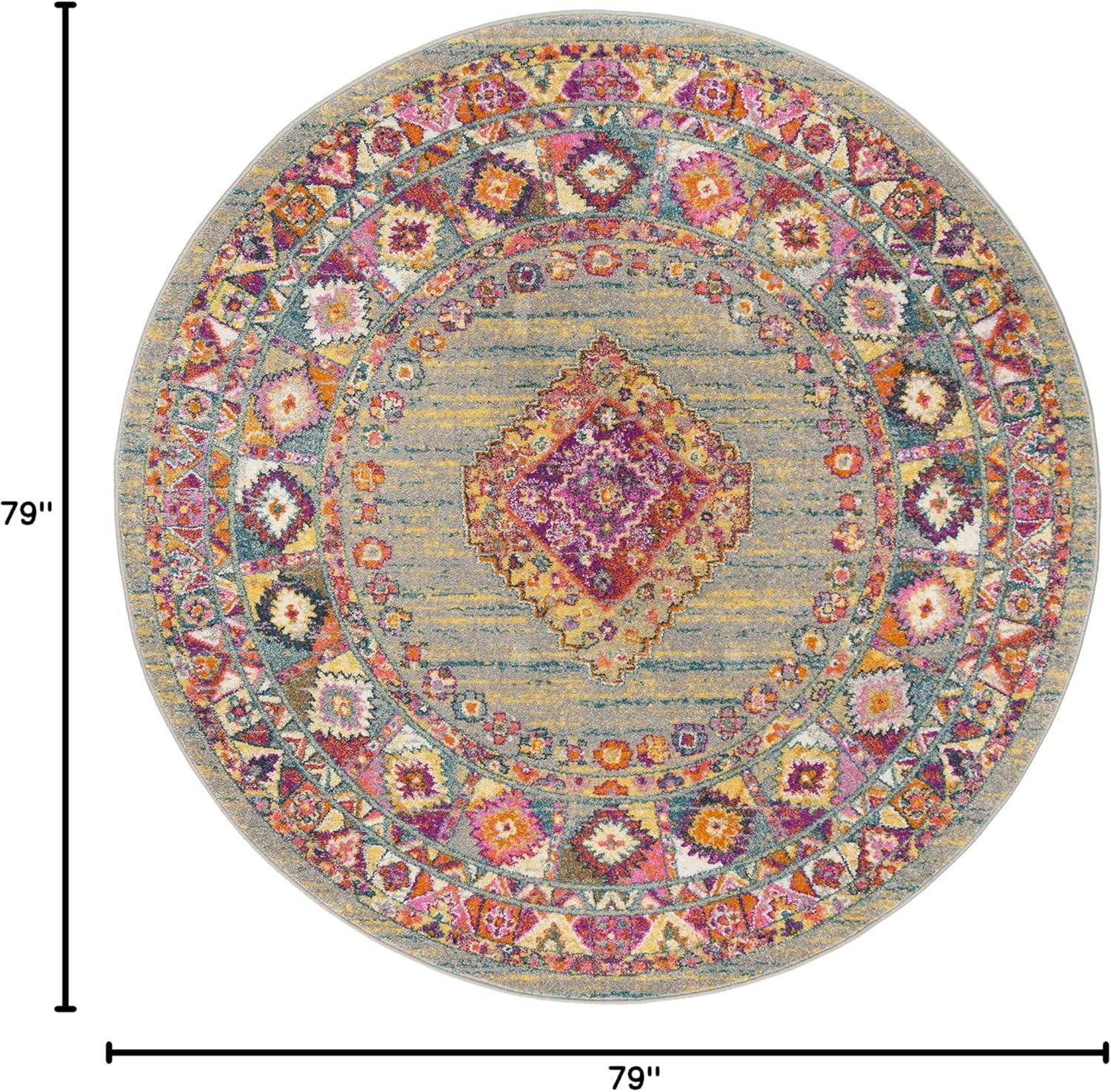image:imageSAFAVIEH Madison Collection Area Rug 51 x 76 Light Blue amp Orange Boho Chic Medallion Design NonShedding amp Easy Care Ideal for High Traffic Areas in Living Room Bedroom MAD133ALight GreyFuchsia