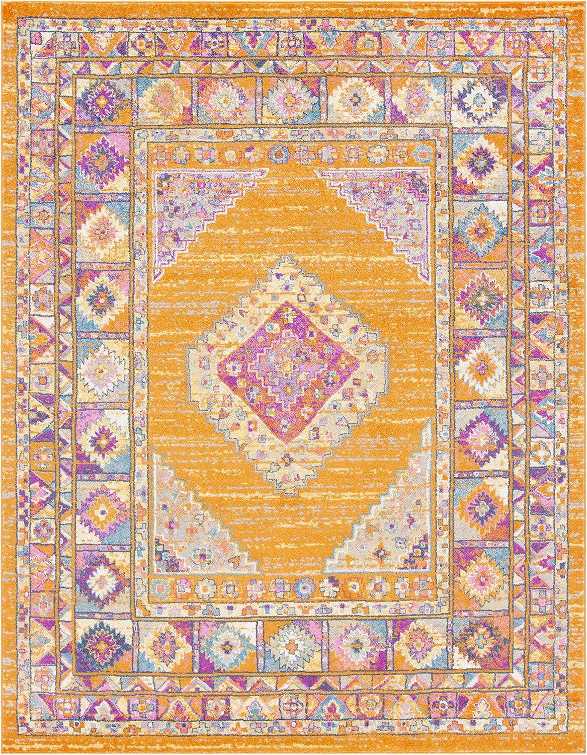 image:imageSAFAVIEH Madison Collection Area Rug 51 x 76 Light Blue amp Orange Boho Chic Medallion Design NonShedding amp Easy Care Ideal for High Traffic Areas in Living Room Bedroom MAD133AOrangeFuchsia