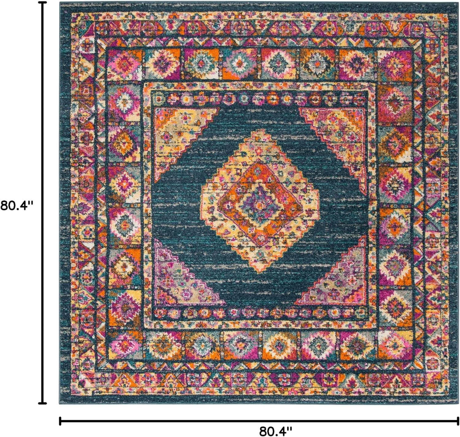 image:imageSAFAVIEH Madison Collection Area Rug 51 x 76 Light Blue amp Orange Boho Chic Medallion Design NonShedding amp Easy Care Ideal for High Traffic Areas in Living Room Bedroom MAD133ABlueFuchsia