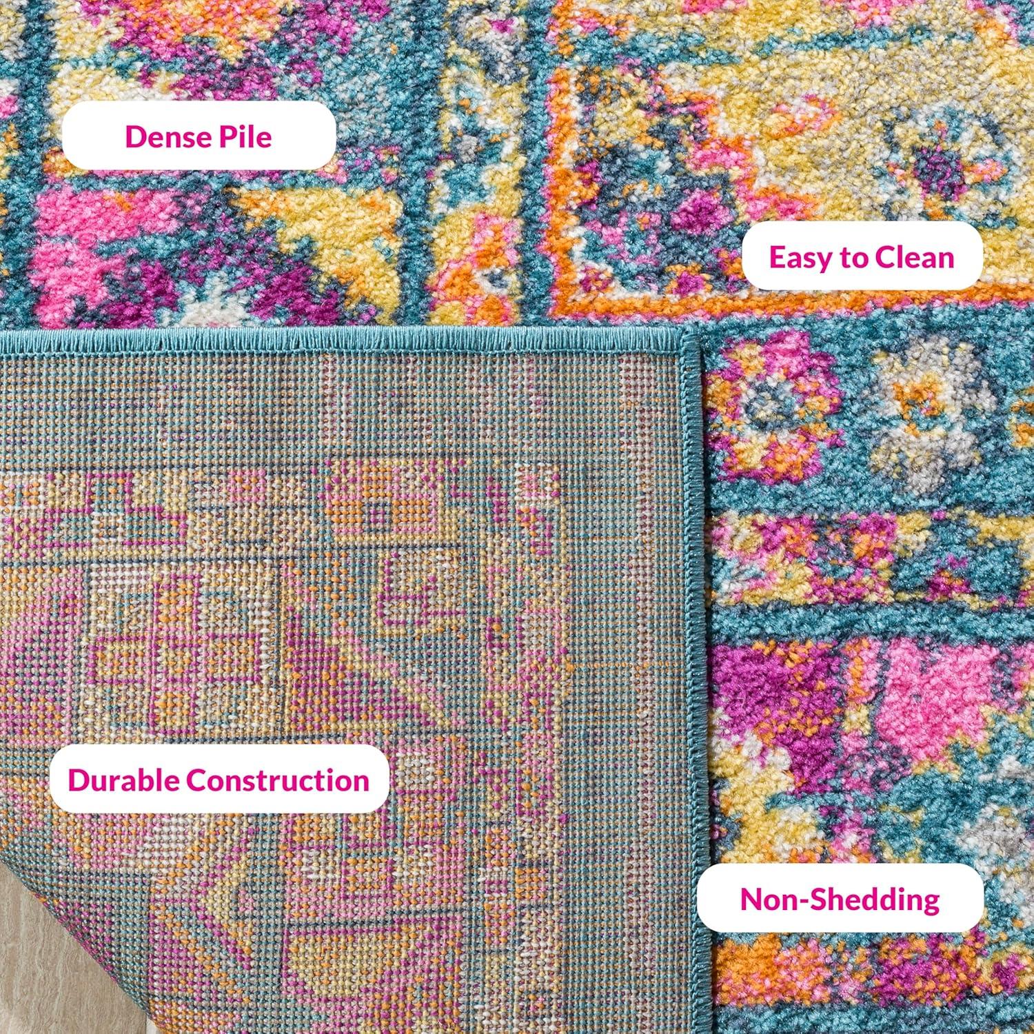 image:imageSAFAVIEH Madison Collection Area Rug 51 x 76 Light Blue amp Orange Boho Chic Medallion Design NonShedding amp Easy Care Ideal for High Traffic Areas in Living Room Bedroom MAD133ALight BlueOrange
