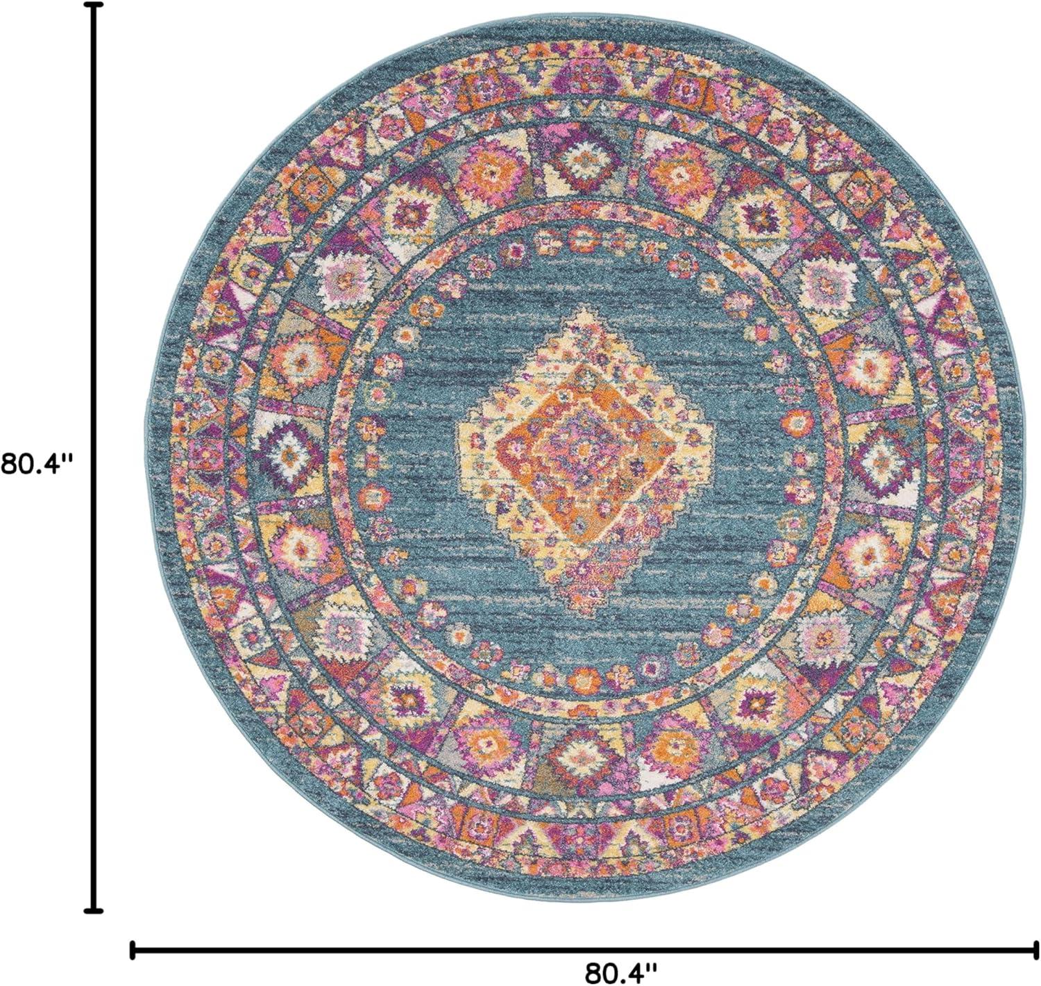 image:imageSAFAVIEH Madison Collection Area Rug 51 x 76 Light Blue amp Orange Boho Chic Medallion Design NonShedding amp Easy Care Ideal for High Traffic Areas in Living Room Bedroom MAD133ALight BlueOrange