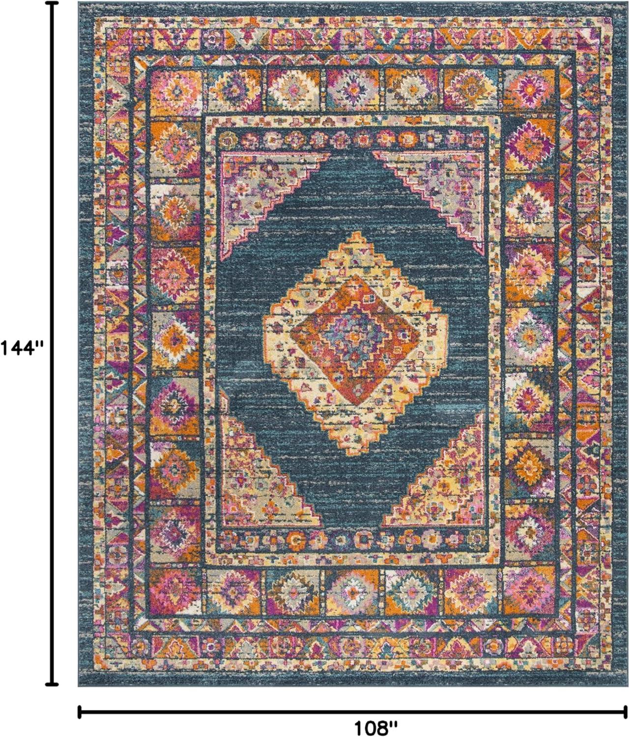 image:imageSAFAVIEH Madison Collection Area Rug 51 x 76 Light Blue amp Orange Boho Chic Medallion Design NonShedding amp Easy Care Ideal for High Traffic Areas in Living Room Bedroom MAD133ABlueFuchsia