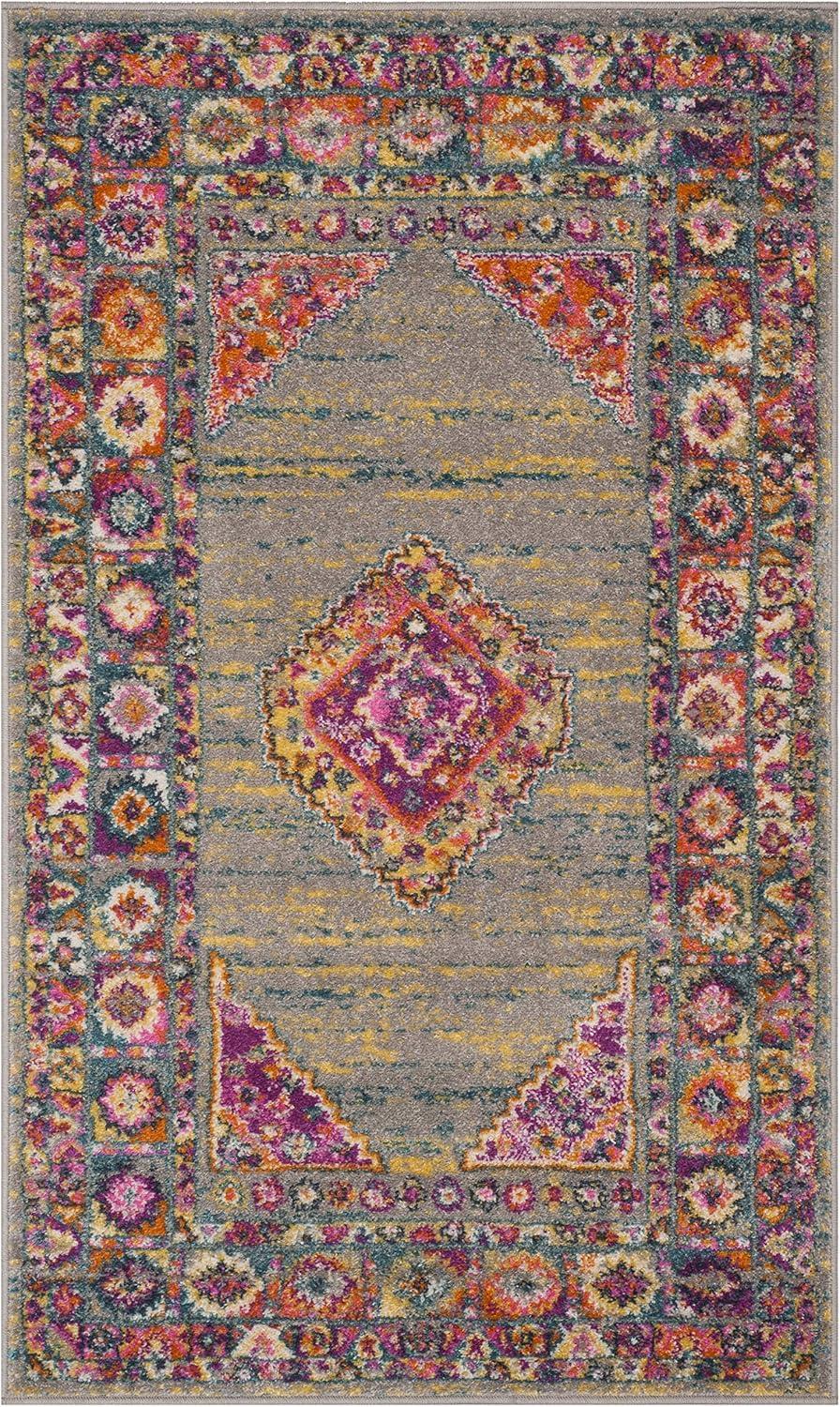 image:imageSAFAVIEH Madison Collection Area Rug 51 x 76 Light Blue amp Orange Boho Chic Medallion Design NonShedding amp Easy Care Ideal for High Traffic Areas in Living Room Bedroom MAD133ALight GreyFuchsia