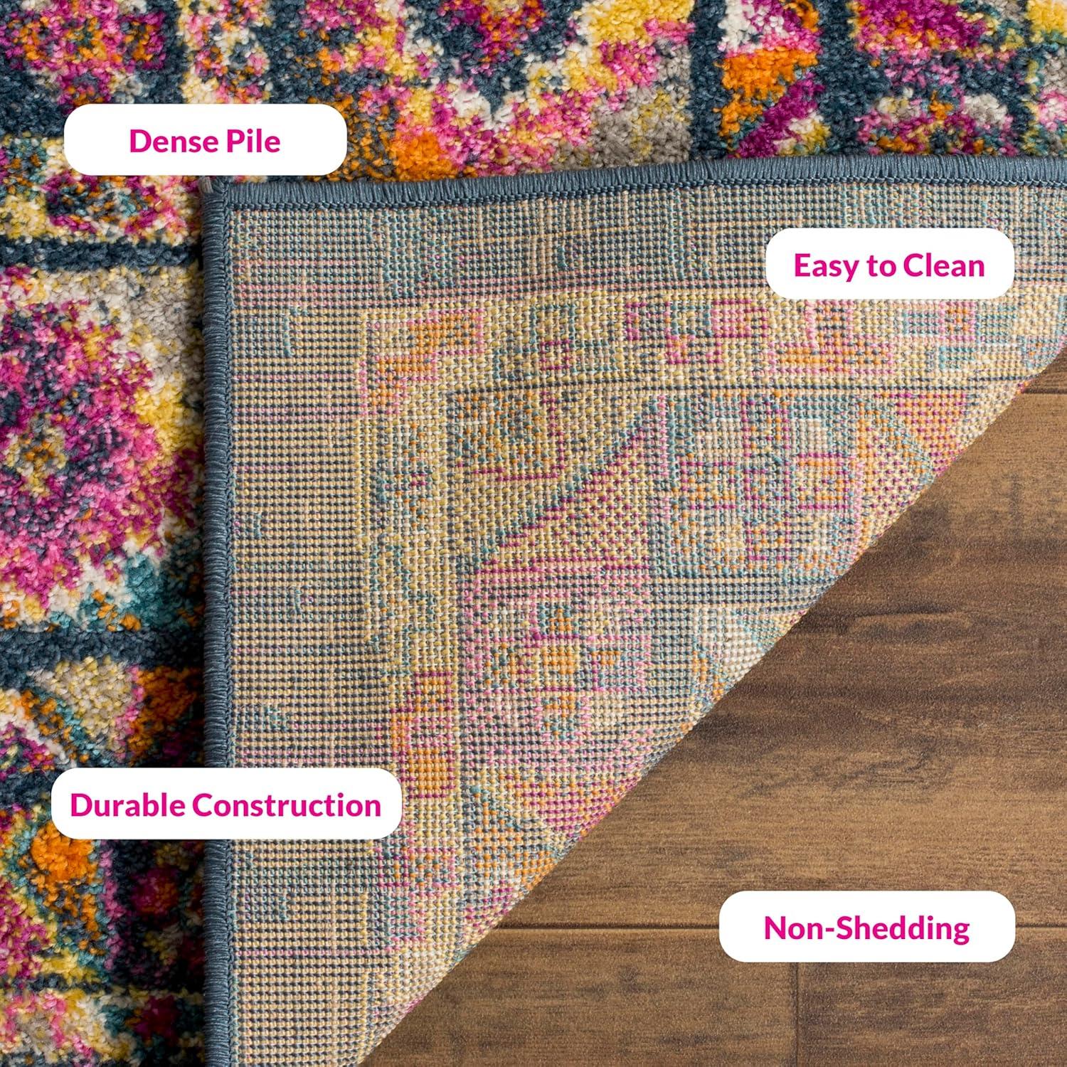 image:imageSAFAVIEH Madison Collection Area Rug 51 x 76 Light Blue amp Orange Boho Chic Medallion Design NonShedding amp Easy Care Ideal for High Traffic Areas in Living Room Bedroom MAD133ABlueFuchsia