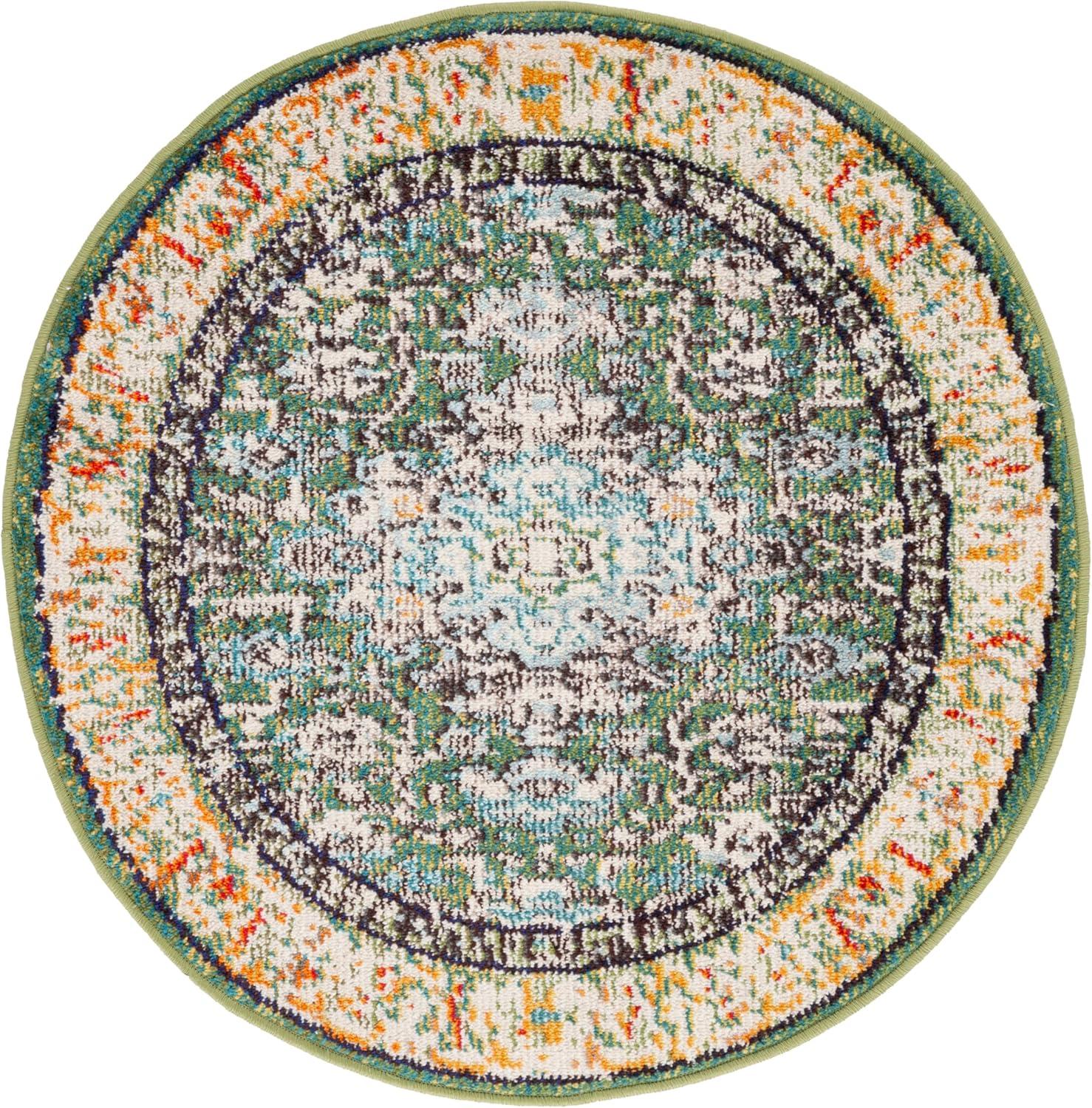 image:imageSAFAVIEH Madison Collection Area Rug 53 x 76 Cream amp Blue Boho Distressed Medallion Design NonShedding amp Easy Care Ideal for High Traffic Areas in Living Room Bedroom MAD474BGreenTurquoise