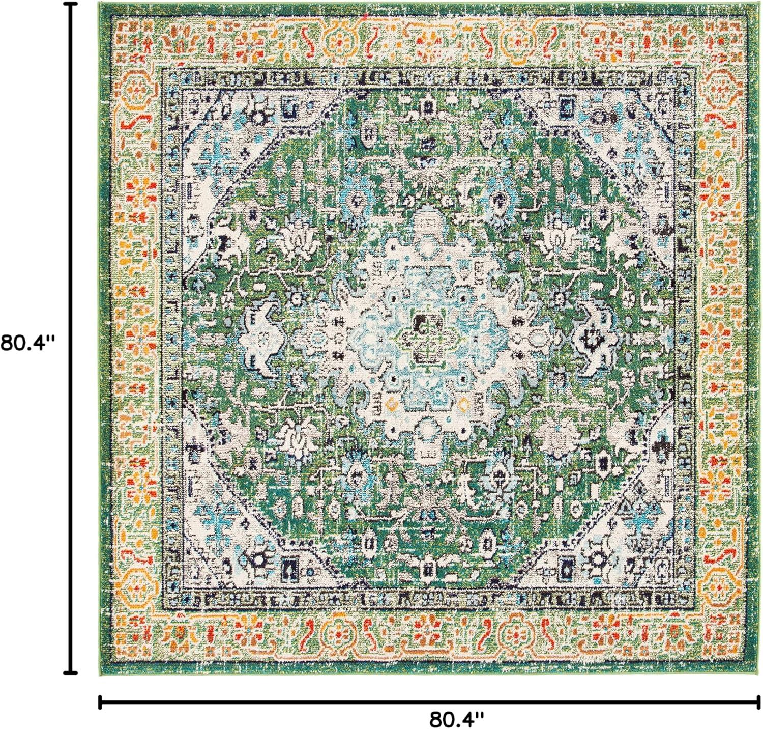 image:imageSAFAVIEH Madison Collection Area Rug 53 x 76 Cream amp Blue Boho Distressed Medallion Design NonShedding amp Easy Care Ideal for High Traffic Areas in Living Room Bedroom MAD474BGreenTurquoise