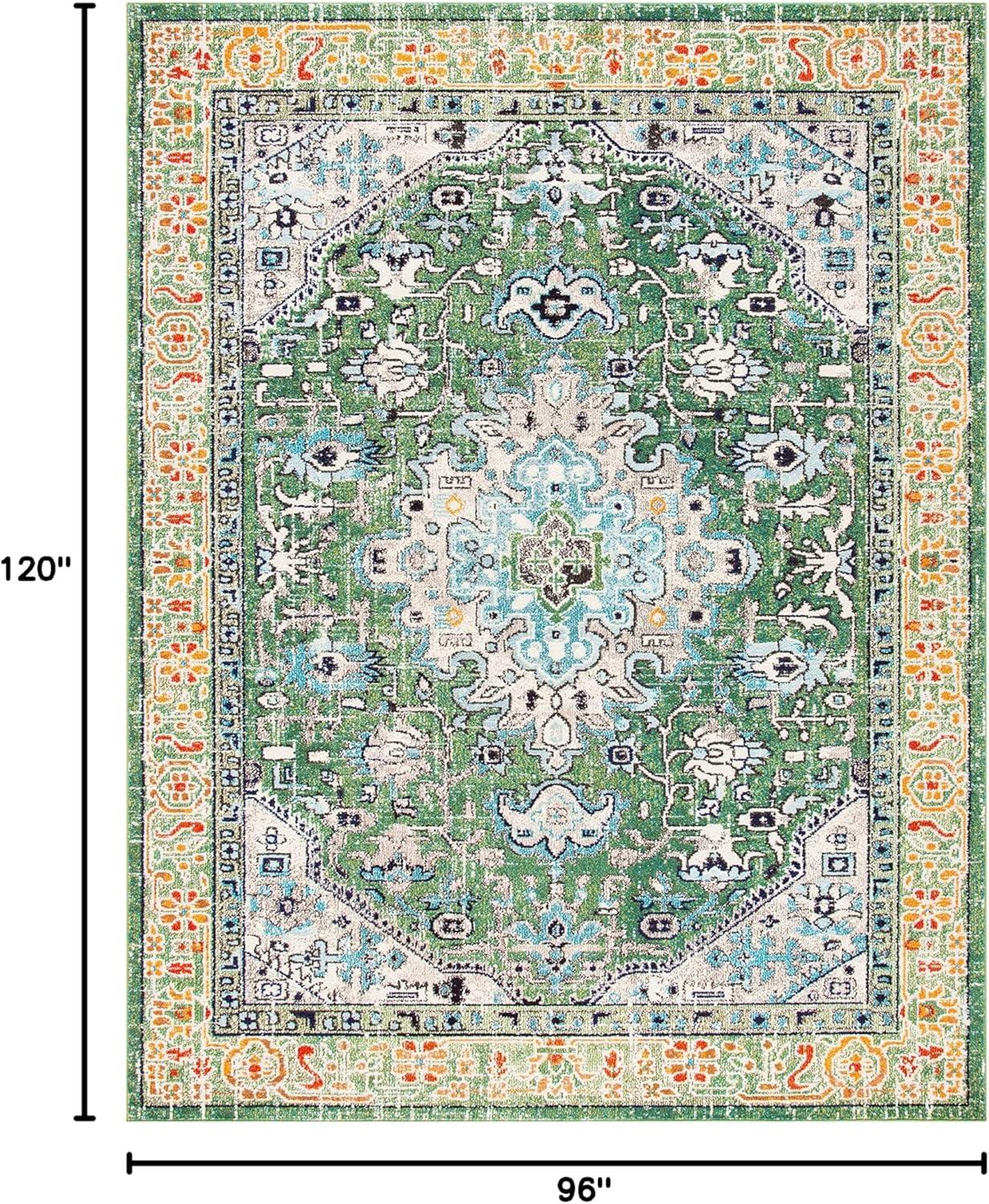 image:imageSAFAVIEH Madison Collection Area Rug 53 x 76 Cream amp Blue Boho Distressed Medallion Design NonShedding amp Easy Care Ideal for High Traffic Areas in Living Room Bedroom MAD474BGreenTurquoise