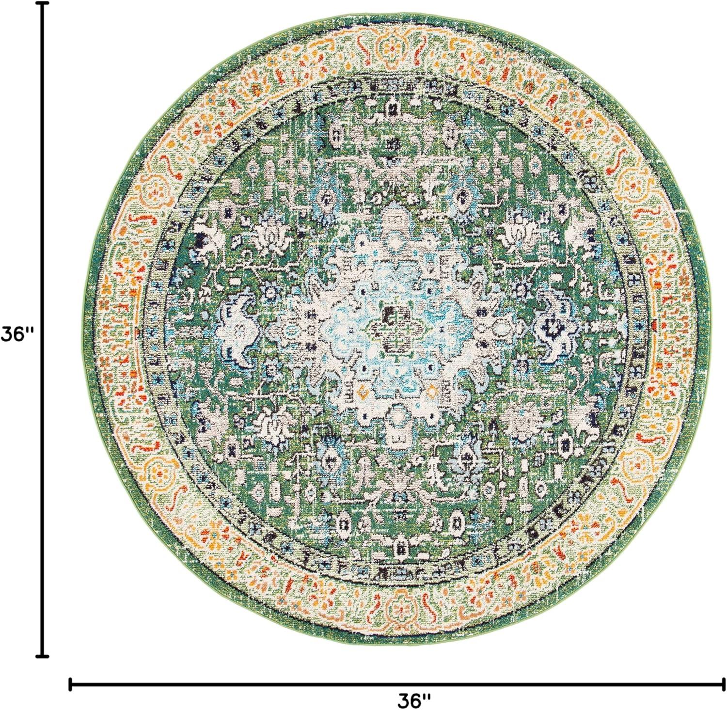 image:imageSAFAVIEH Madison Collection Area Rug 53 x 76 Cream amp Blue Boho Distressed Medallion Design NonShedding amp Easy Care Ideal for High Traffic Areas in Living Room Bedroom MAD474BGreenTurquoise