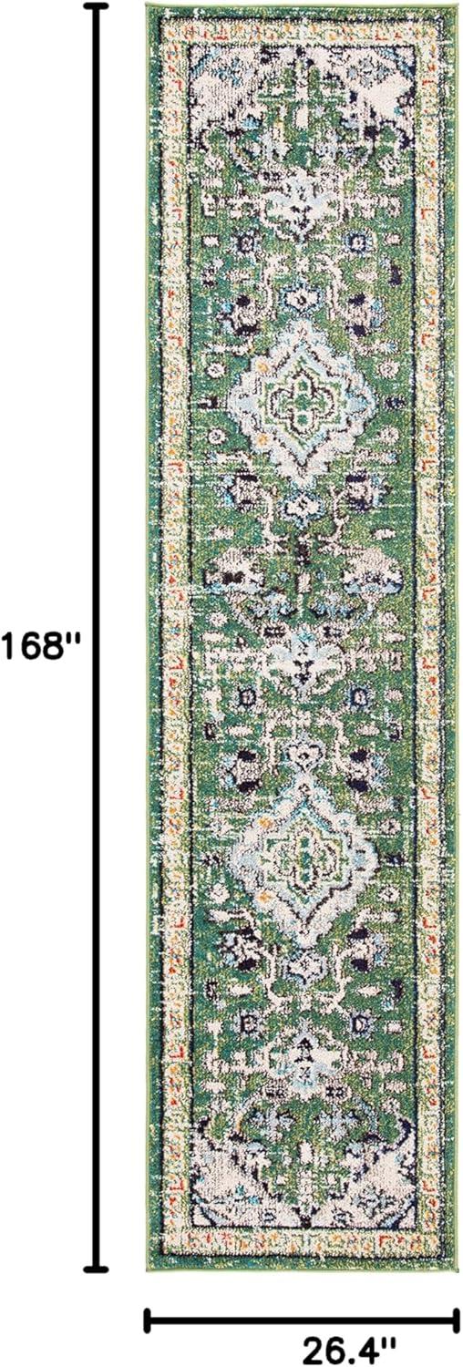 image:imageSAFAVIEH Madison Collection Area Rug 53 x 76 Cream amp Blue Boho Distressed Medallion Design NonShedding amp Easy Care Ideal for High Traffic Areas in Living Room Bedroom MAD474BGreenTurquoise